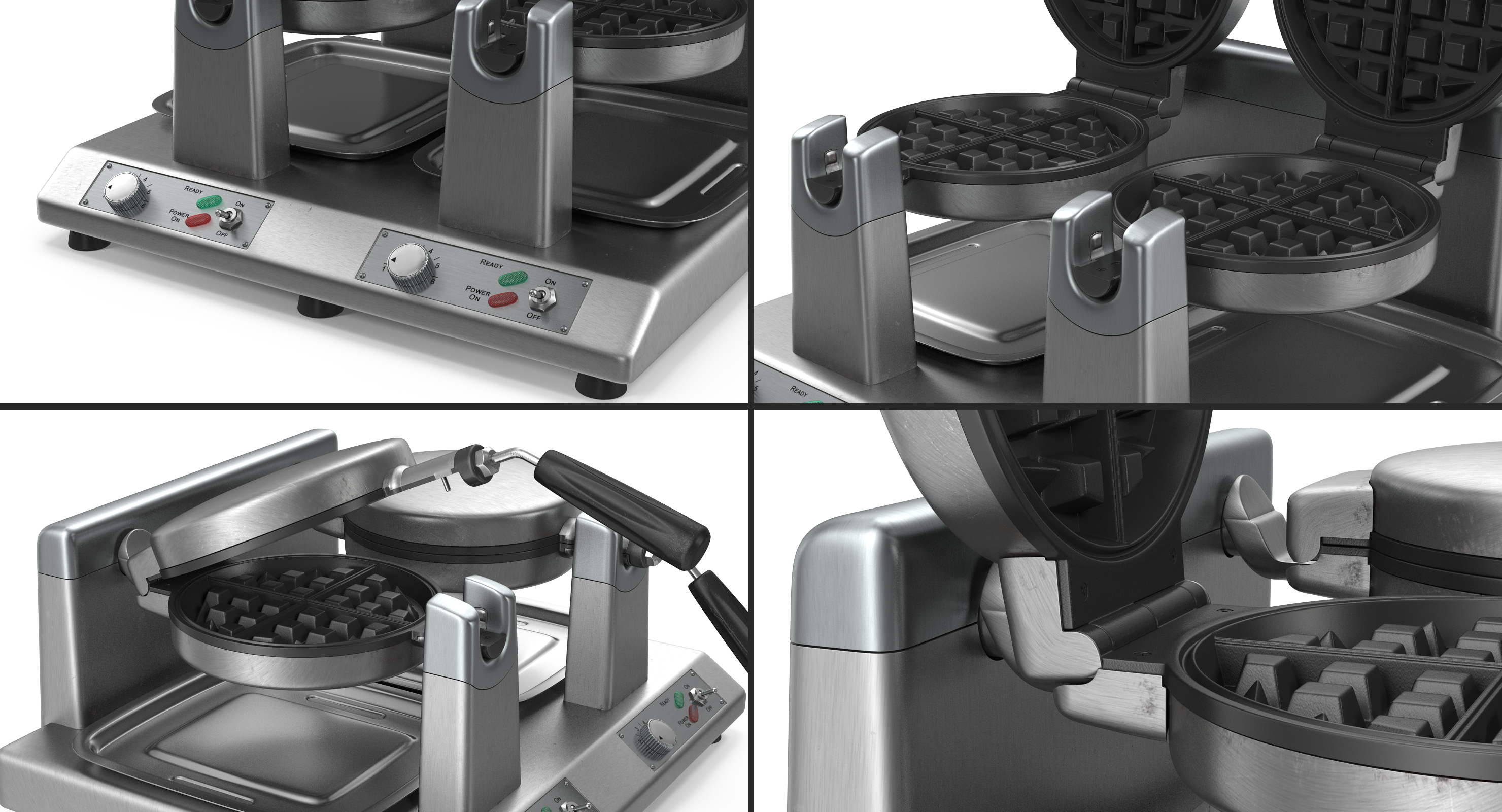 3D Commercial Waffle Maker Double Heads
