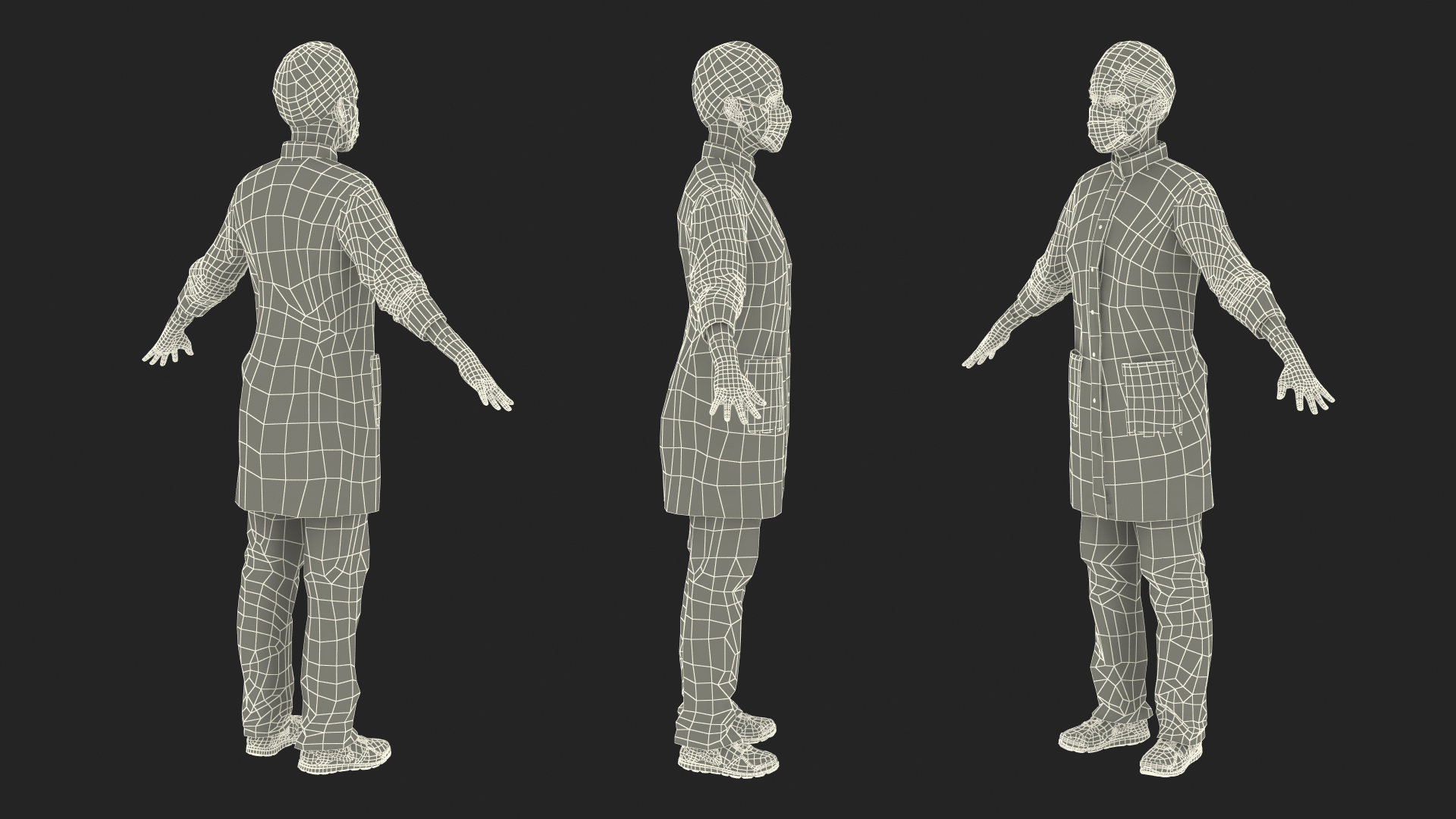 3D Female Doctor Wearing Surgical Mask Rigged for Cinema 4D