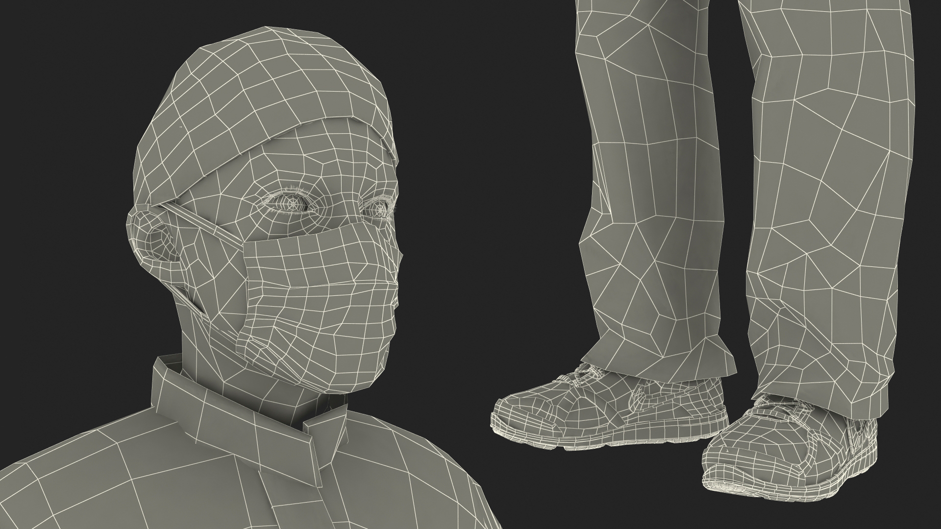 3D Female Doctor Wearing Surgical Mask Rigged for Cinema 4D