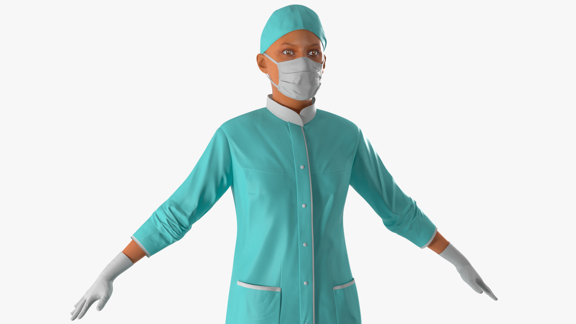 3D Female Doctor Wearing Surgical Mask Rigged for Cinema 4D