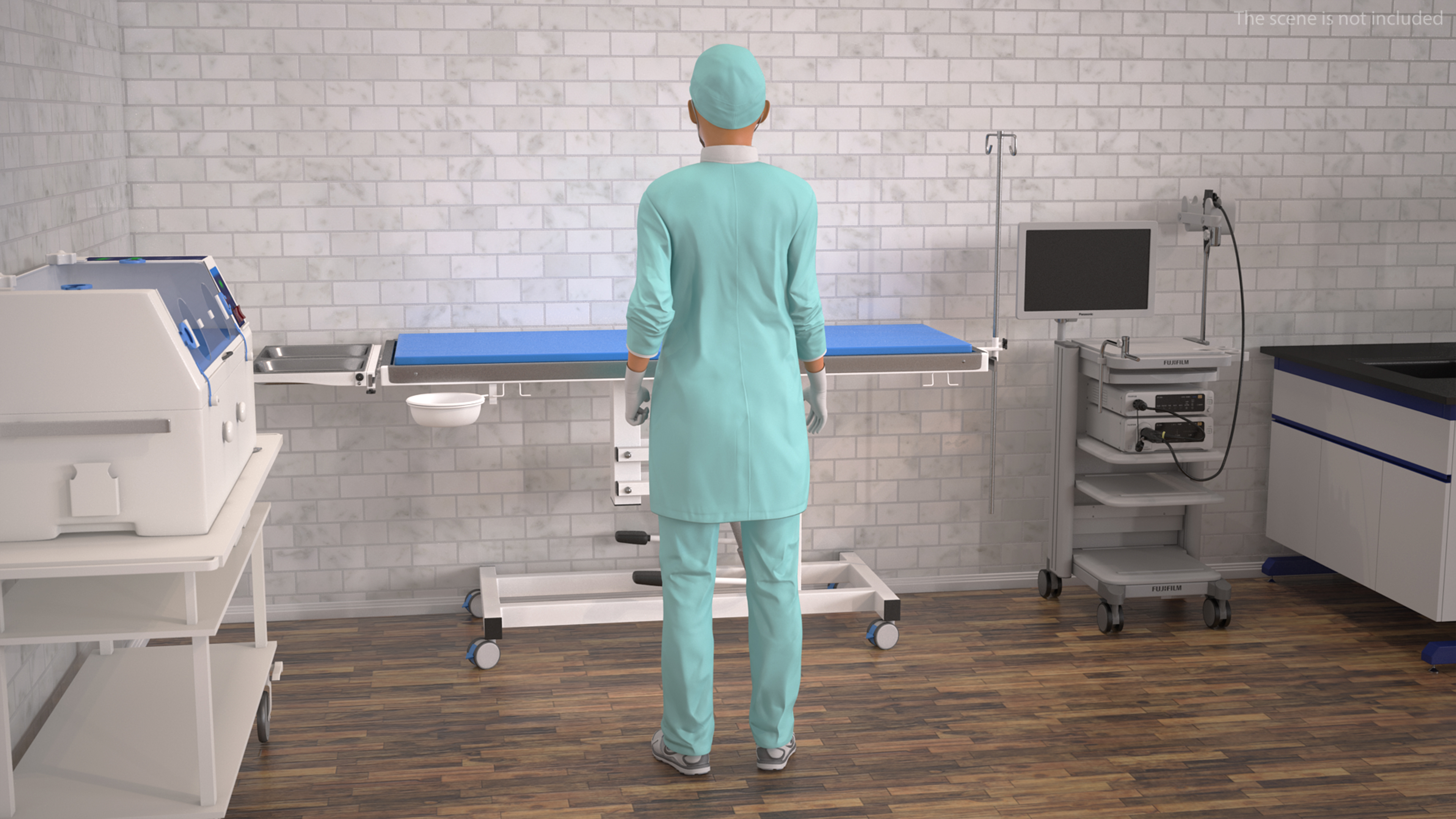 3D Female Doctor Wearing Surgical Mask Rigged for Cinema 4D