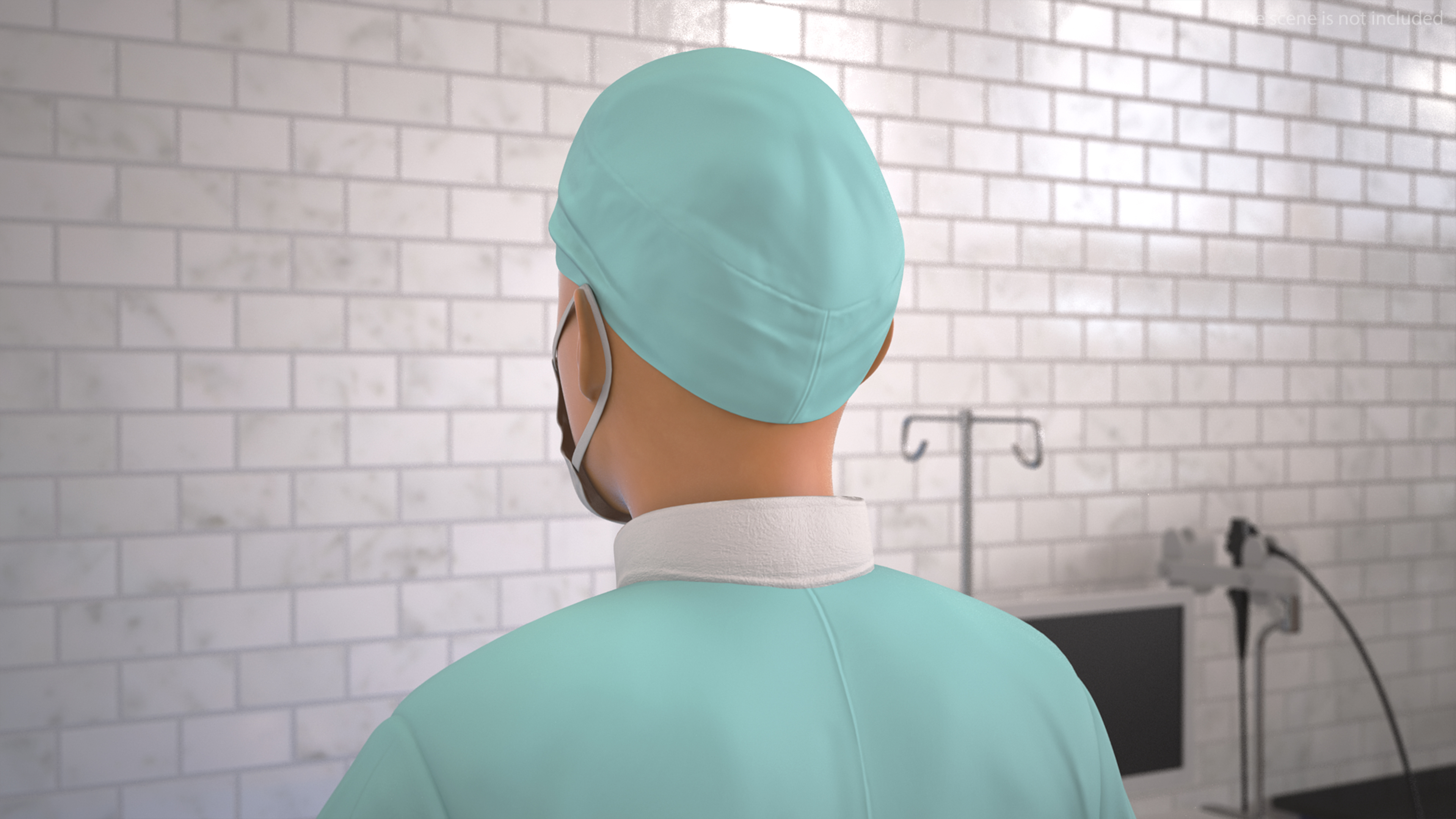 3D Female Doctor Wearing Surgical Mask Rigged for Cinema 4D