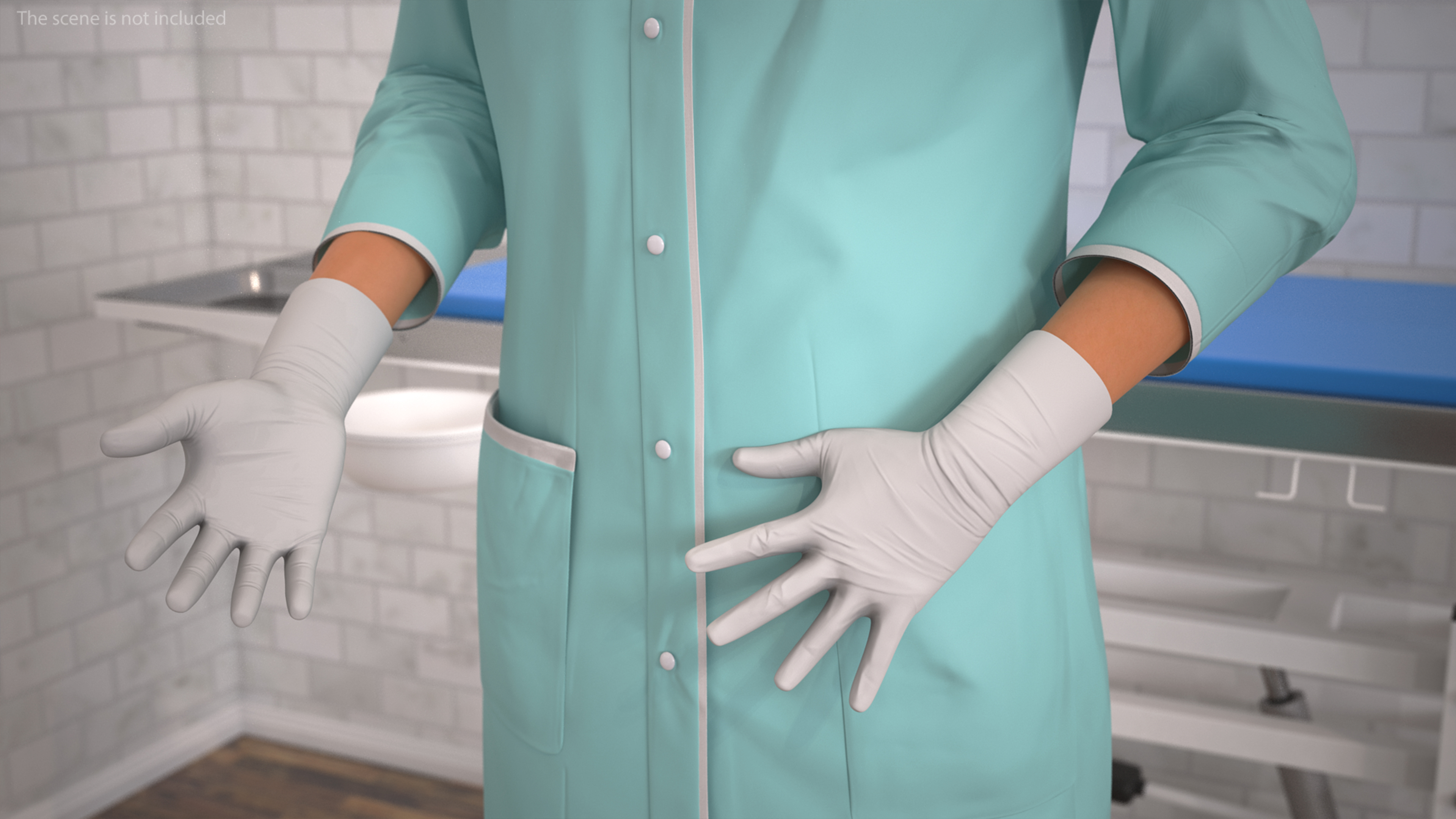 3D Female Doctor Wearing Surgical Mask Rigged for Cinema 4D