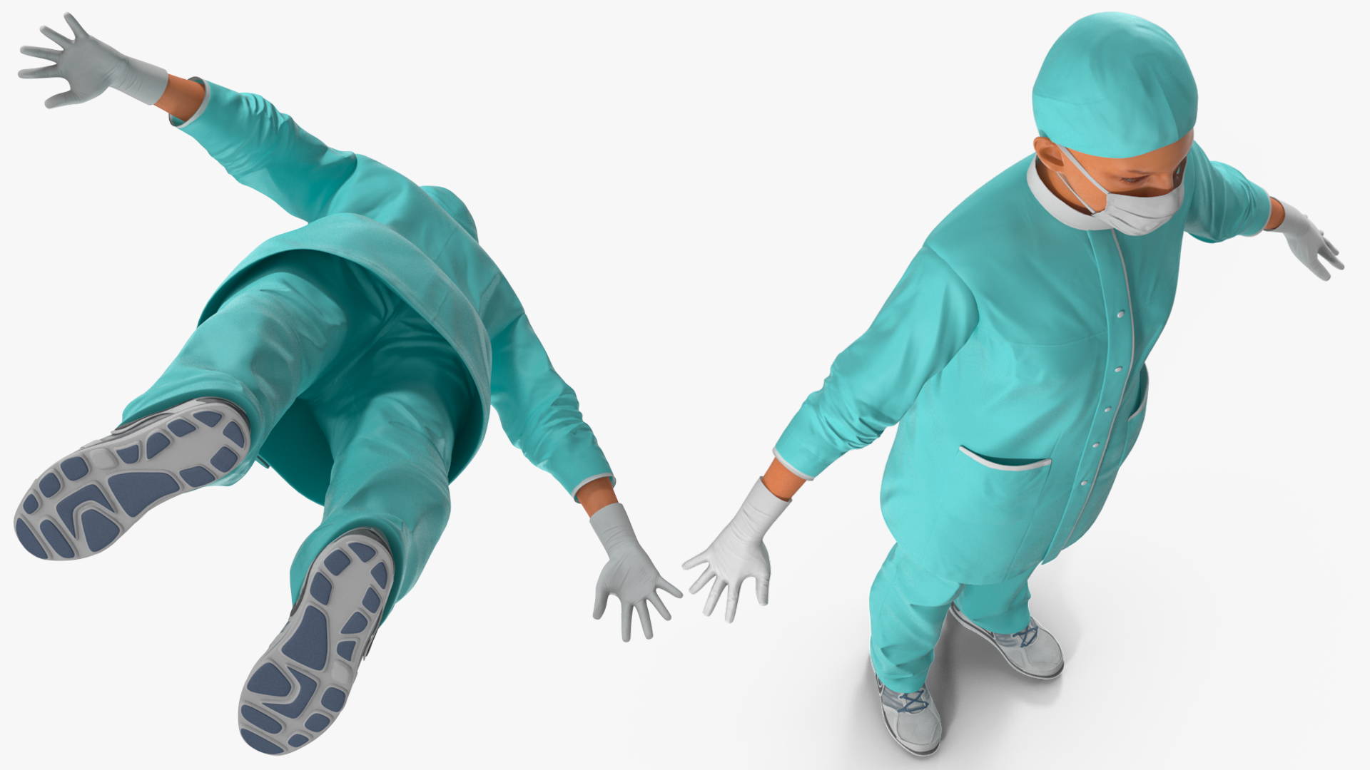 3D Female Doctor Wearing Surgical Mask Rigged for Cinema 4D