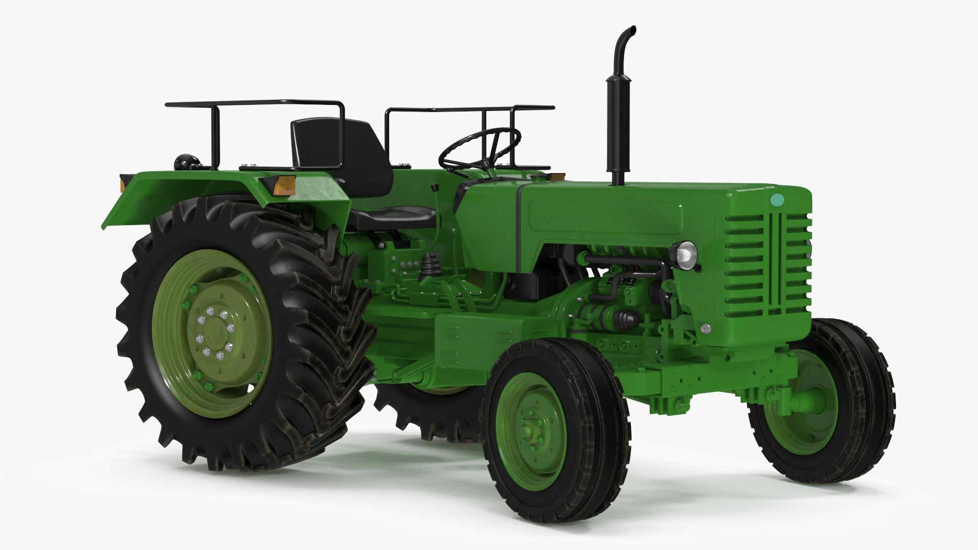 3D Vintage Farm Tractor Rigged for Maya