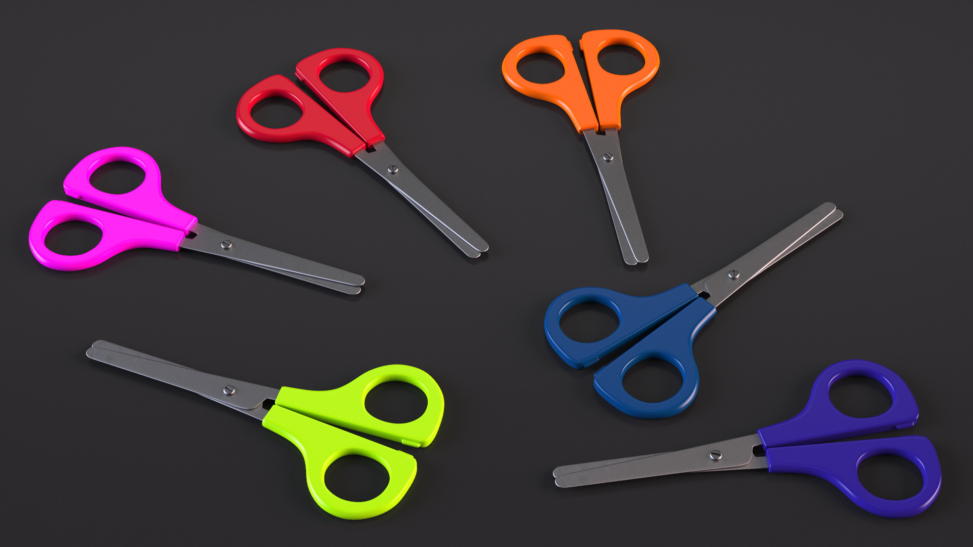 3D Colorful School Scissors Set model
