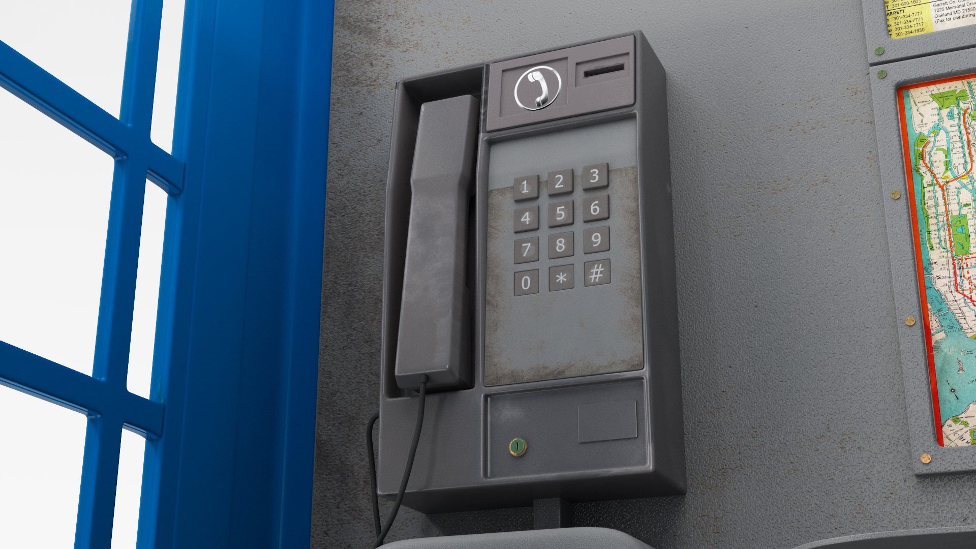 3D London Phone Booth Blue model