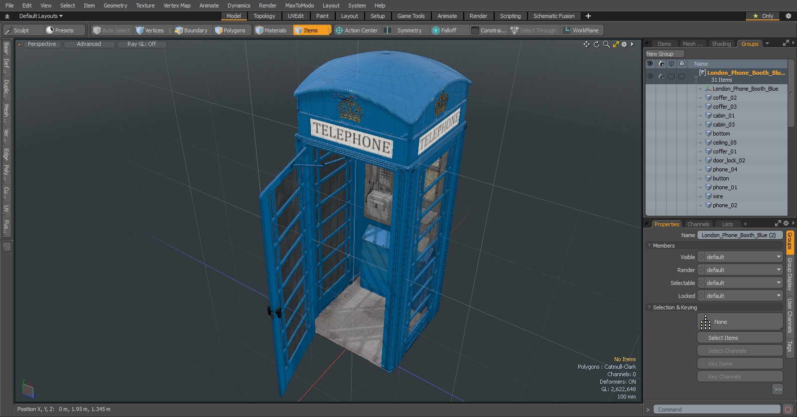 3D London Phone Booth Blue model