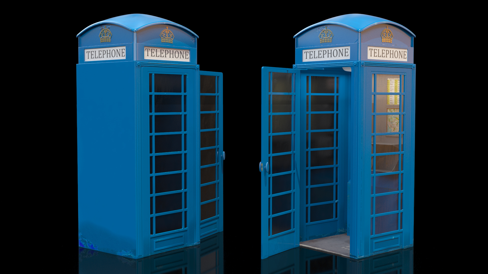3D London Phone Booth Blue model