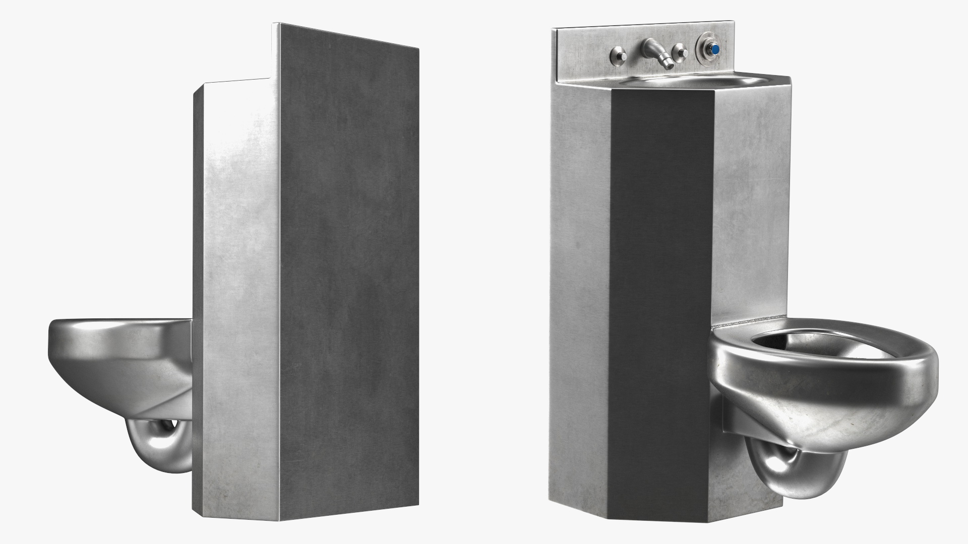 3D Dirty Stainless Steel Toilet model