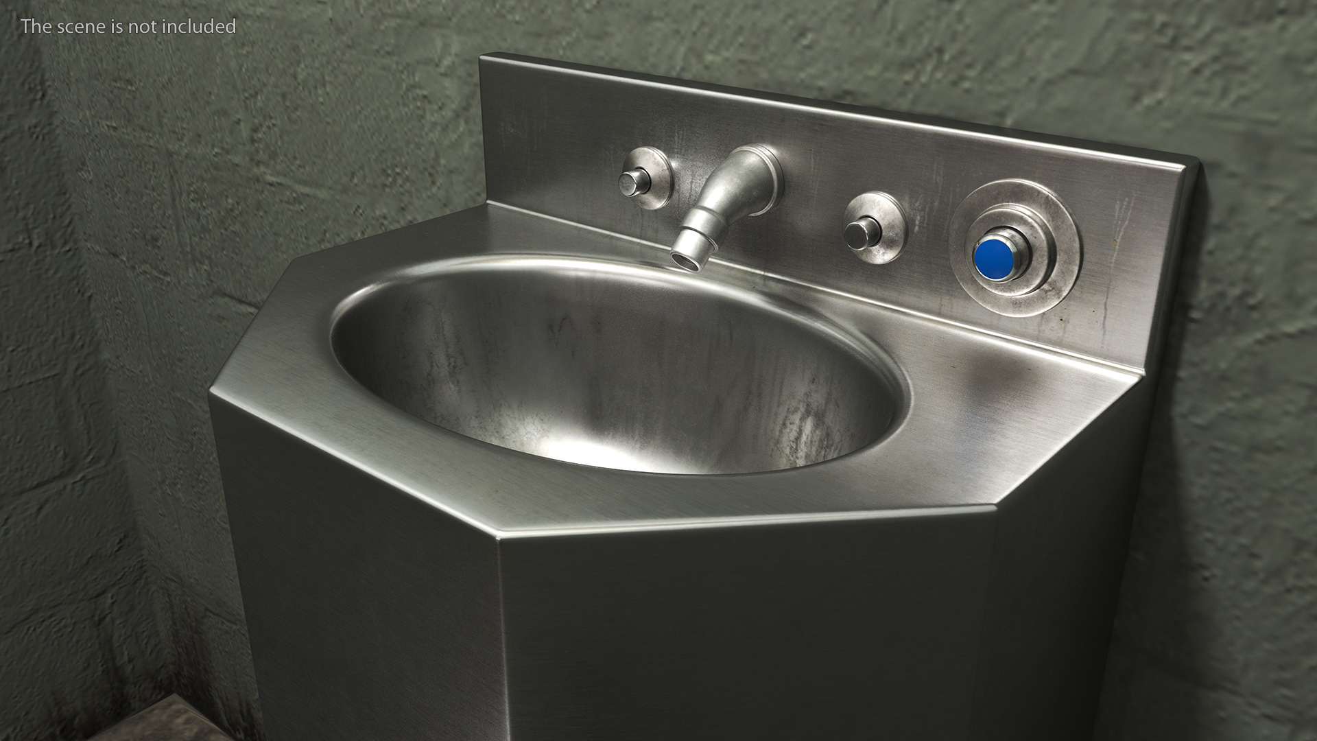 3D Dirty Stainless Steel Toilet model
