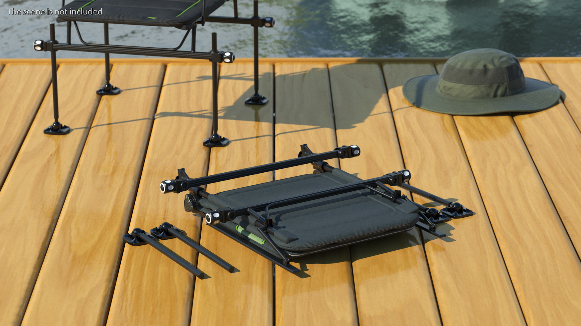 3D Fishing Folding Chair Folded Blue model