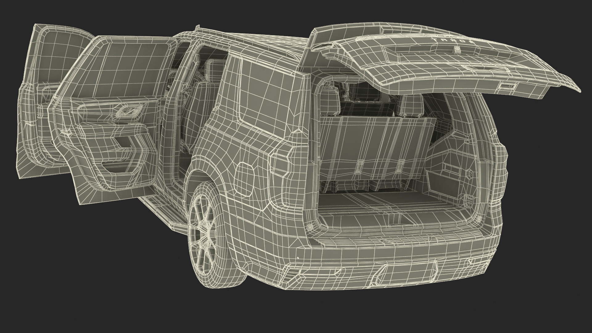 3D SUV Chevrolet Tahoe 2024 Black Simplified