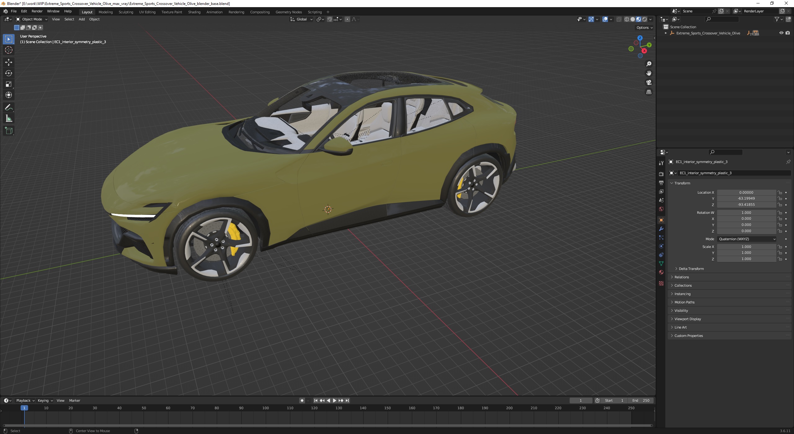 3D Extreme Sports Crossover Vehicle Olive model