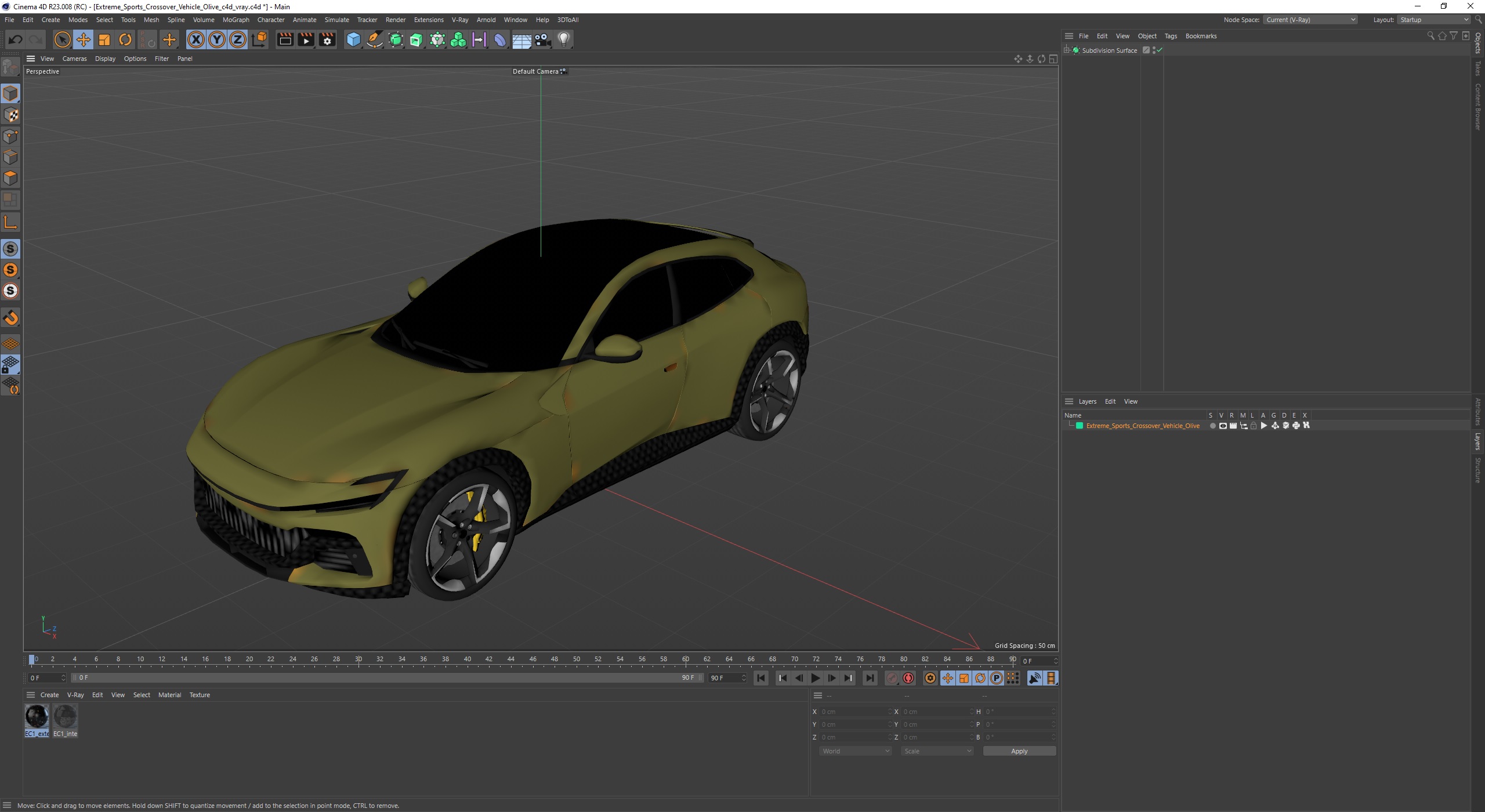 3D Extreme Sports Crossover Vehicle Olive model