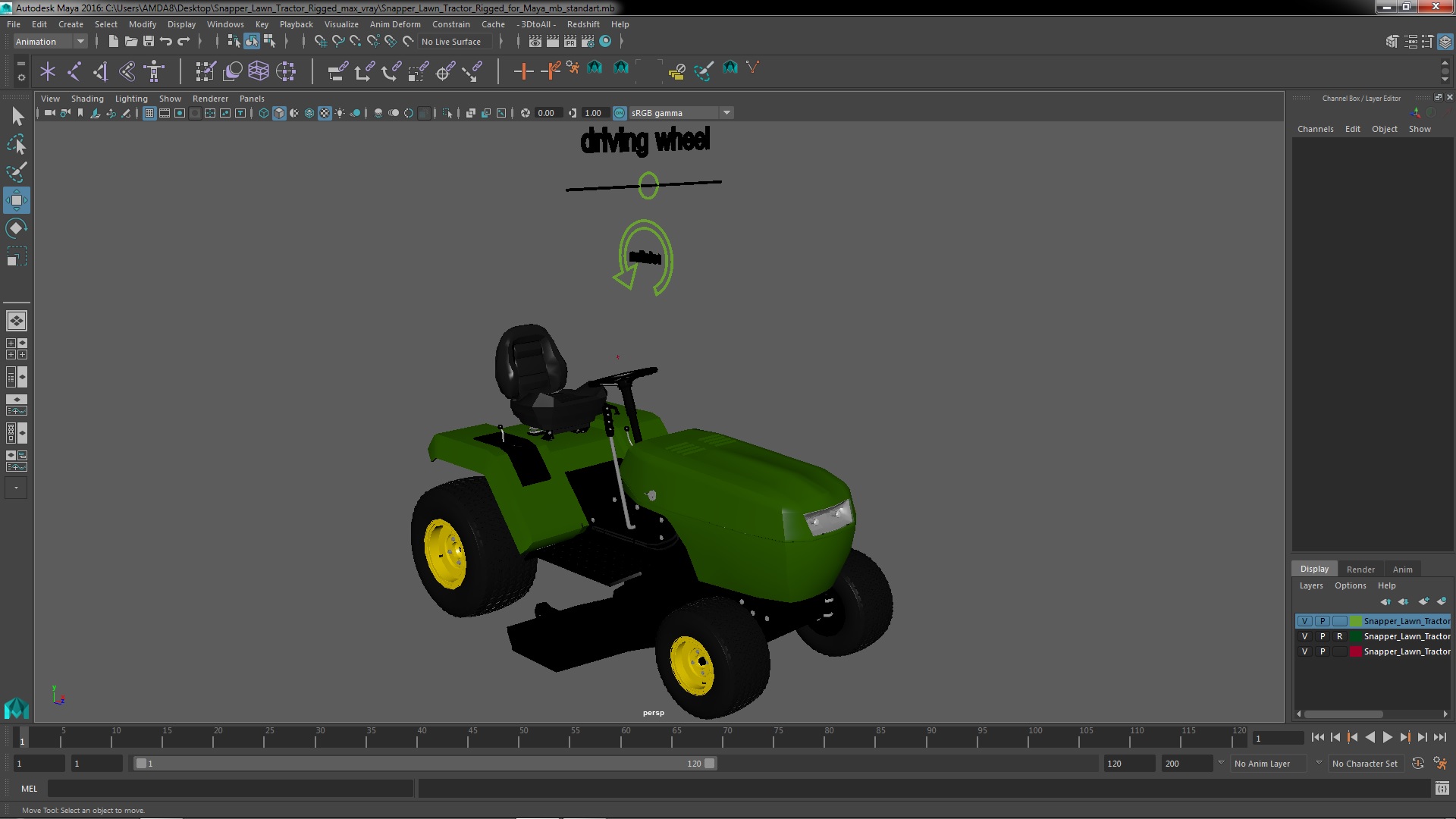 3D Snapper Lawn Tractor Rigged for Maya