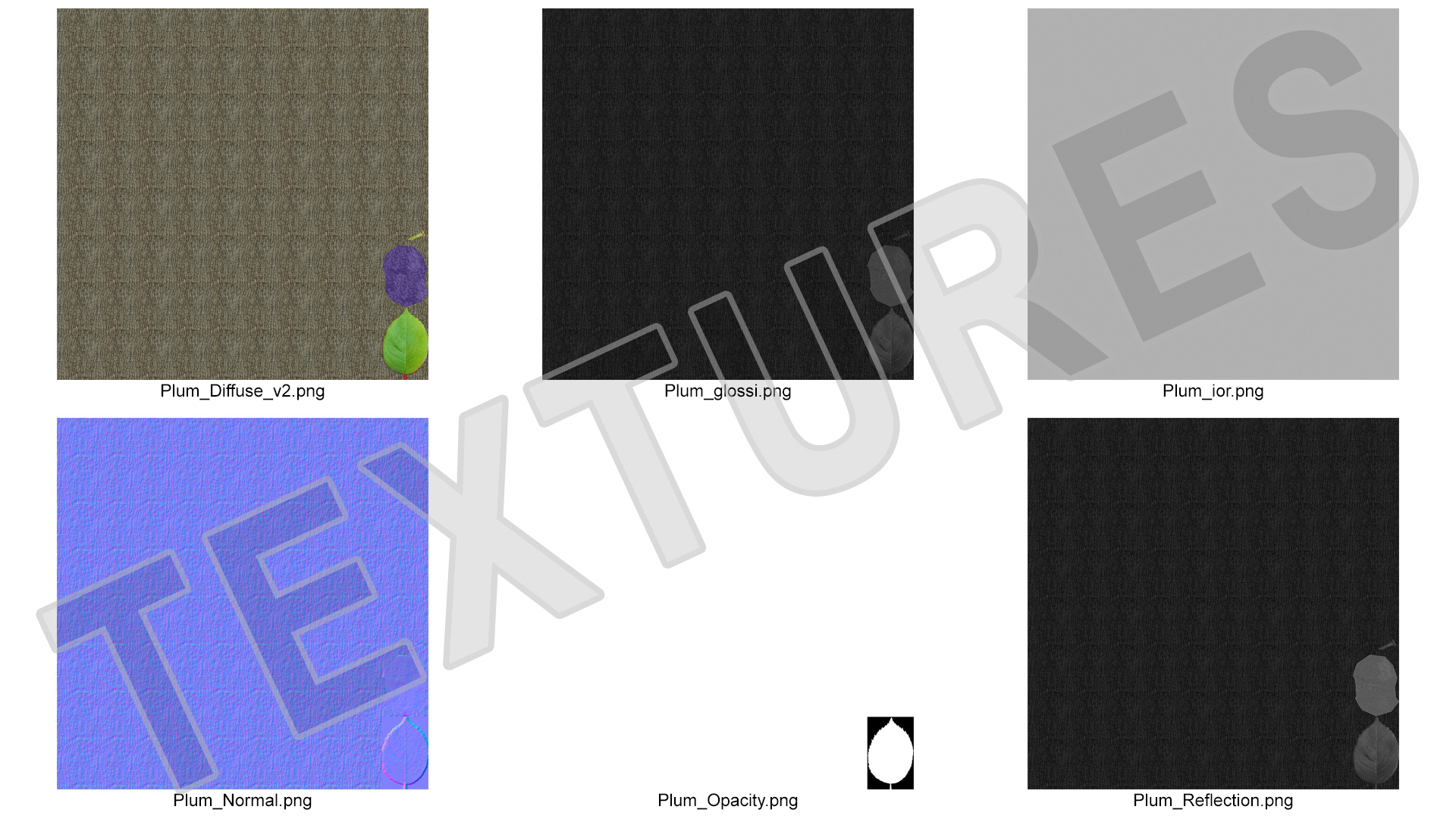 3D Plum Tree Purple Fruits model