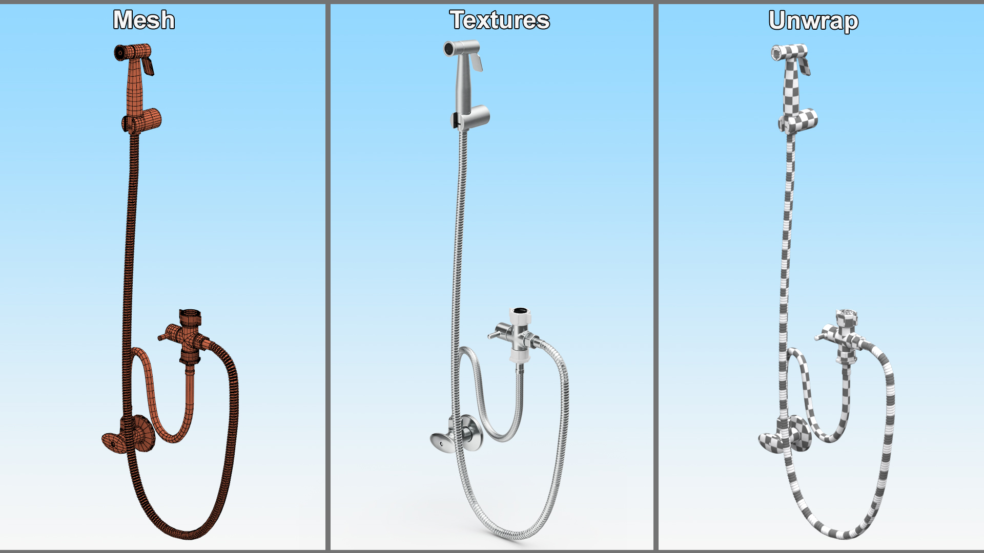 3D Wall-Mounted Black Handheld Bidet Sprayer