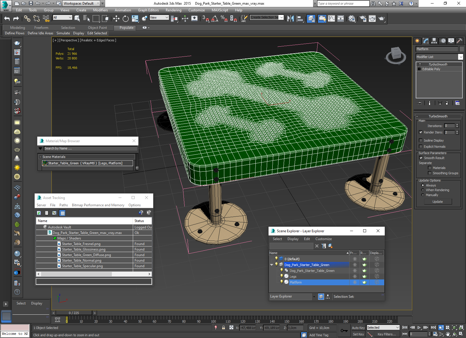 3D Dog Park Starter Table Green model