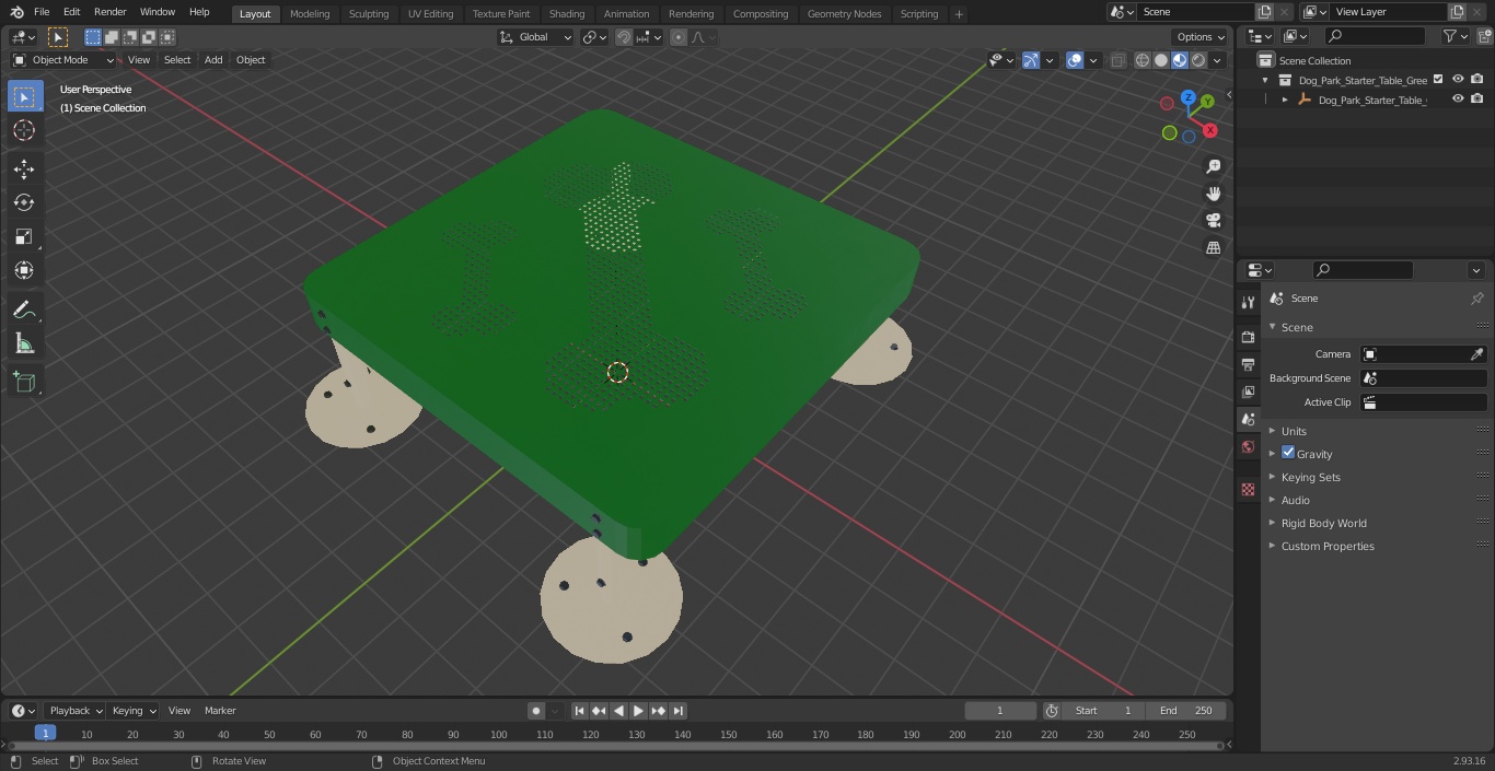 3D Dog Park Starter Table Green model