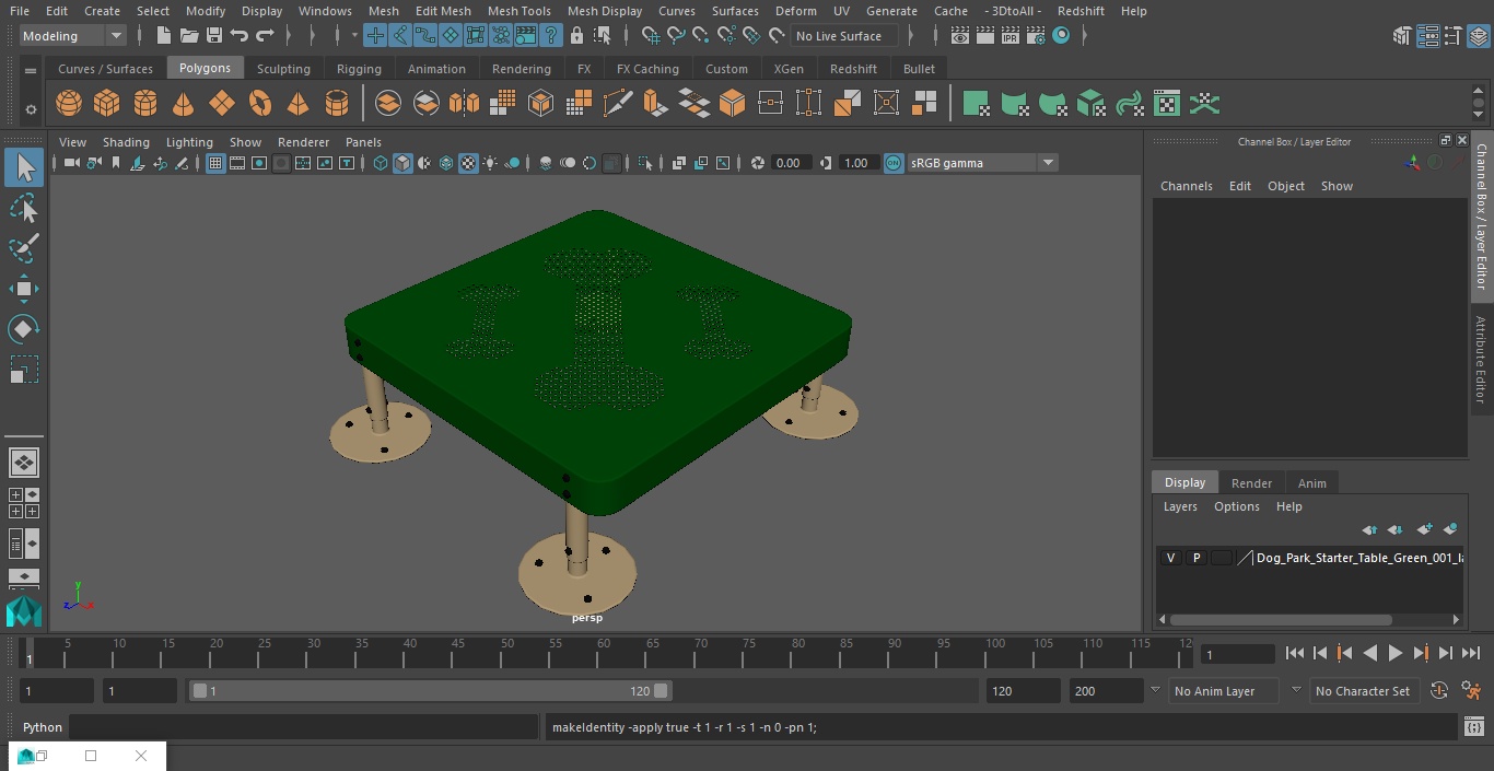 3D Dog Park Starter Table Green model