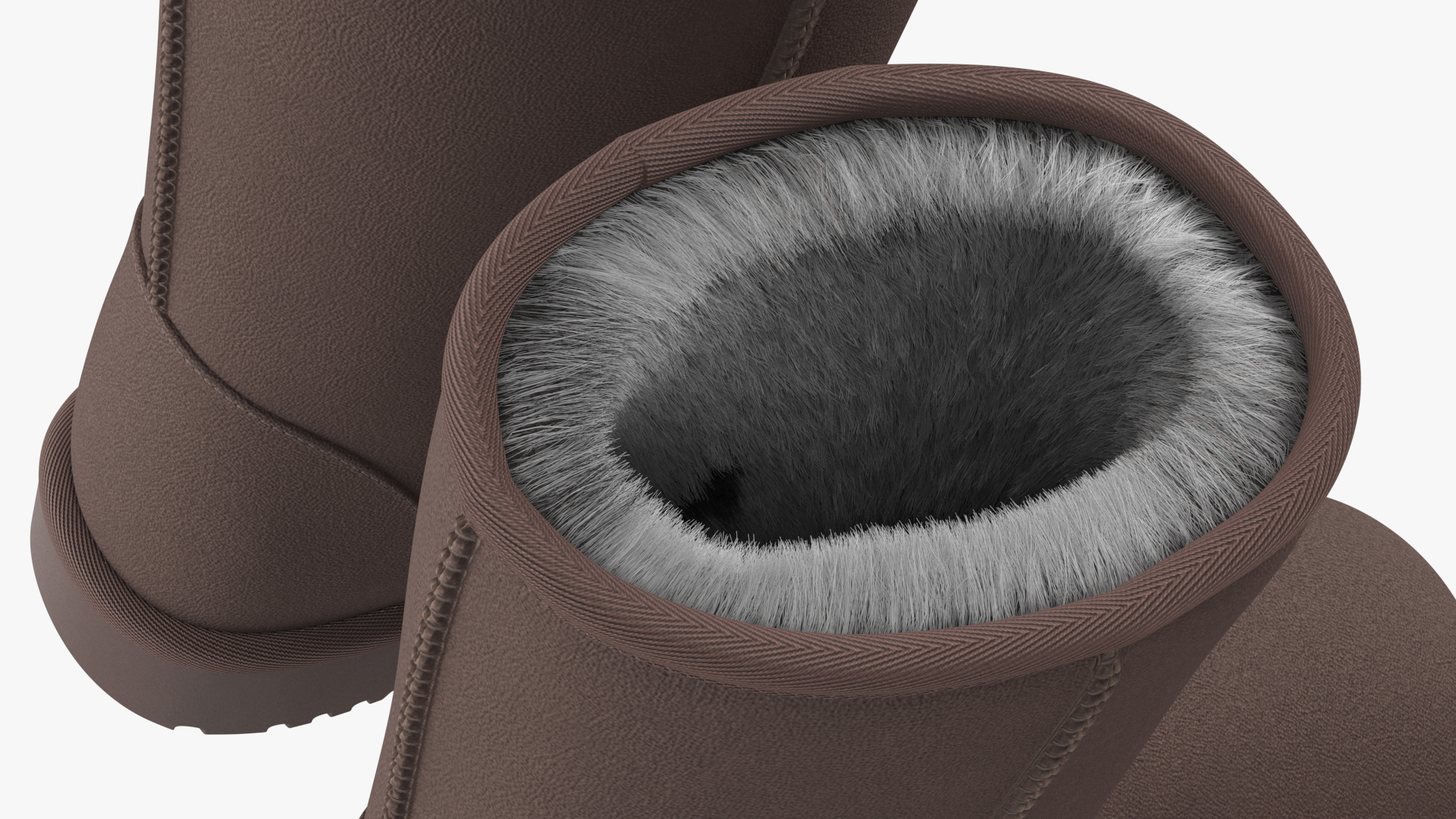 3D model Classic Short Boots for Ladies Fur Brown