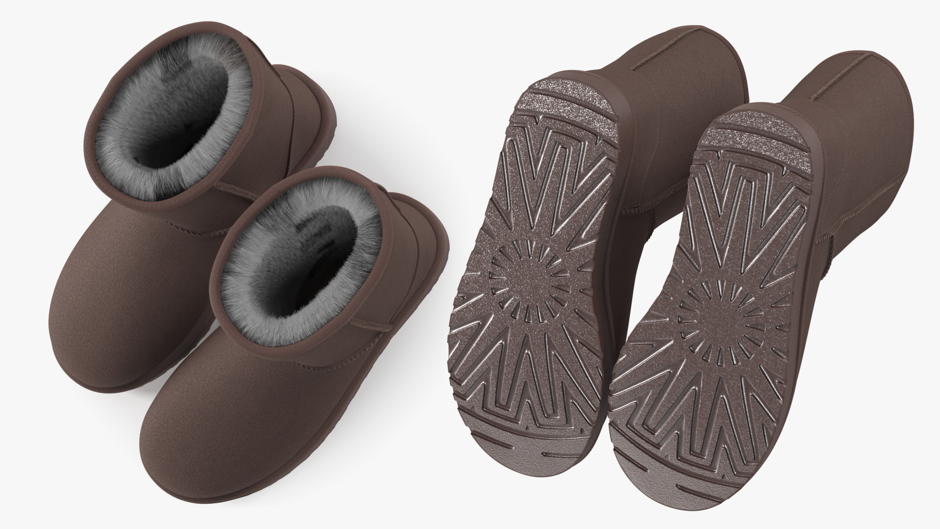 3D model Classic Short Boots for Ladies Fur Brown