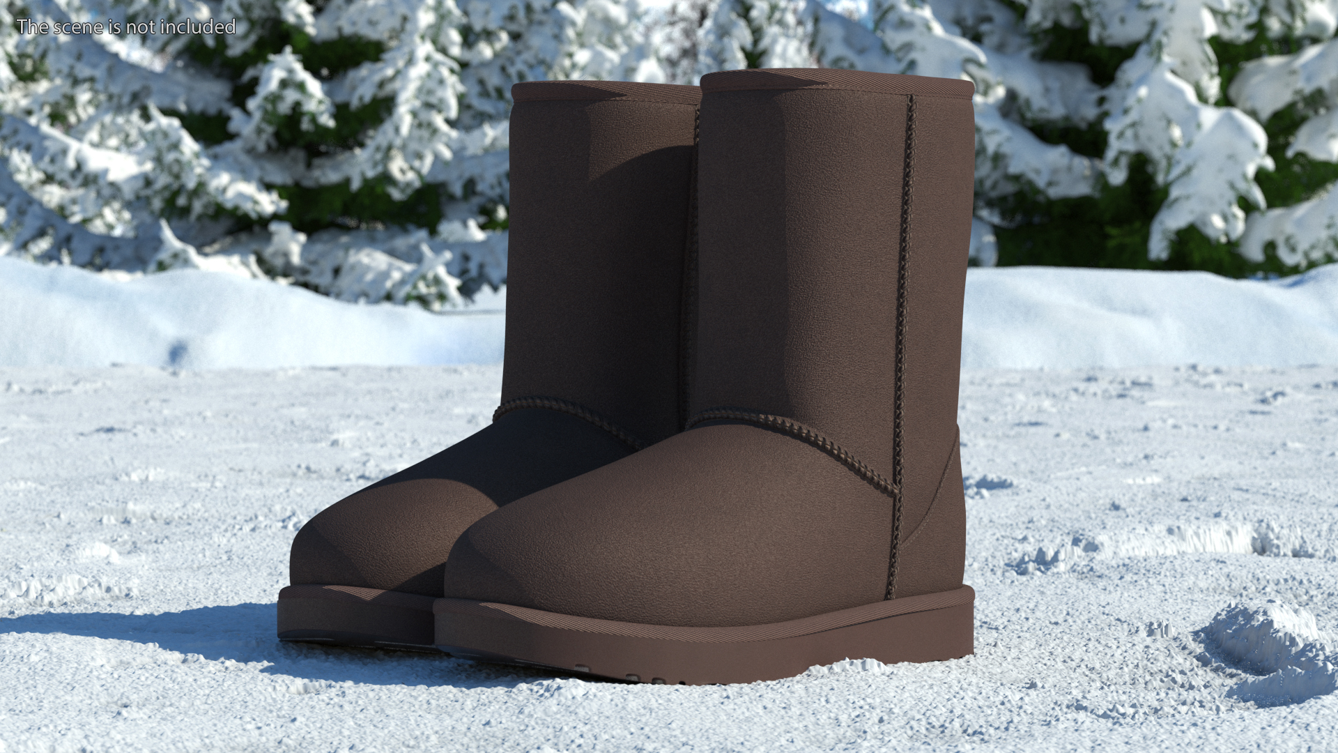 3D model Classic Short Boots for Ladies Fur Brown