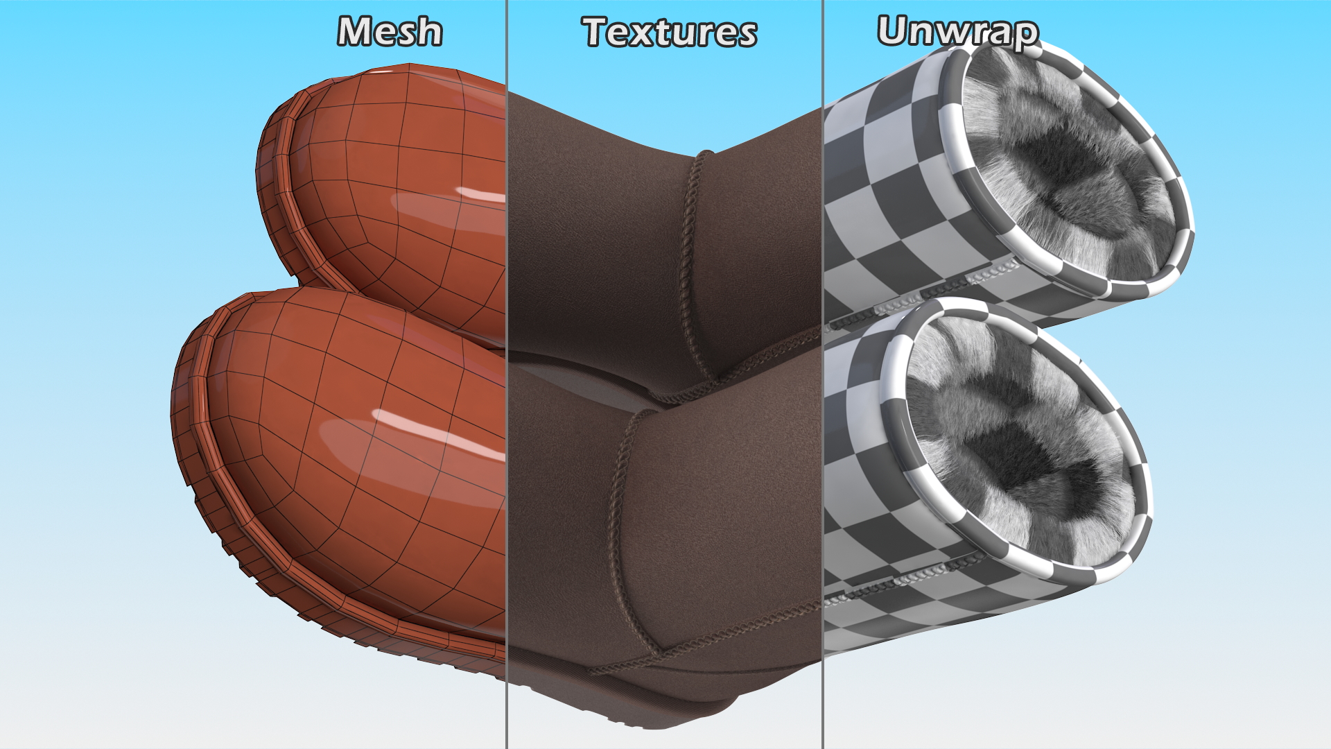 3D model Classic Short Boots for Ladies Fur Brown