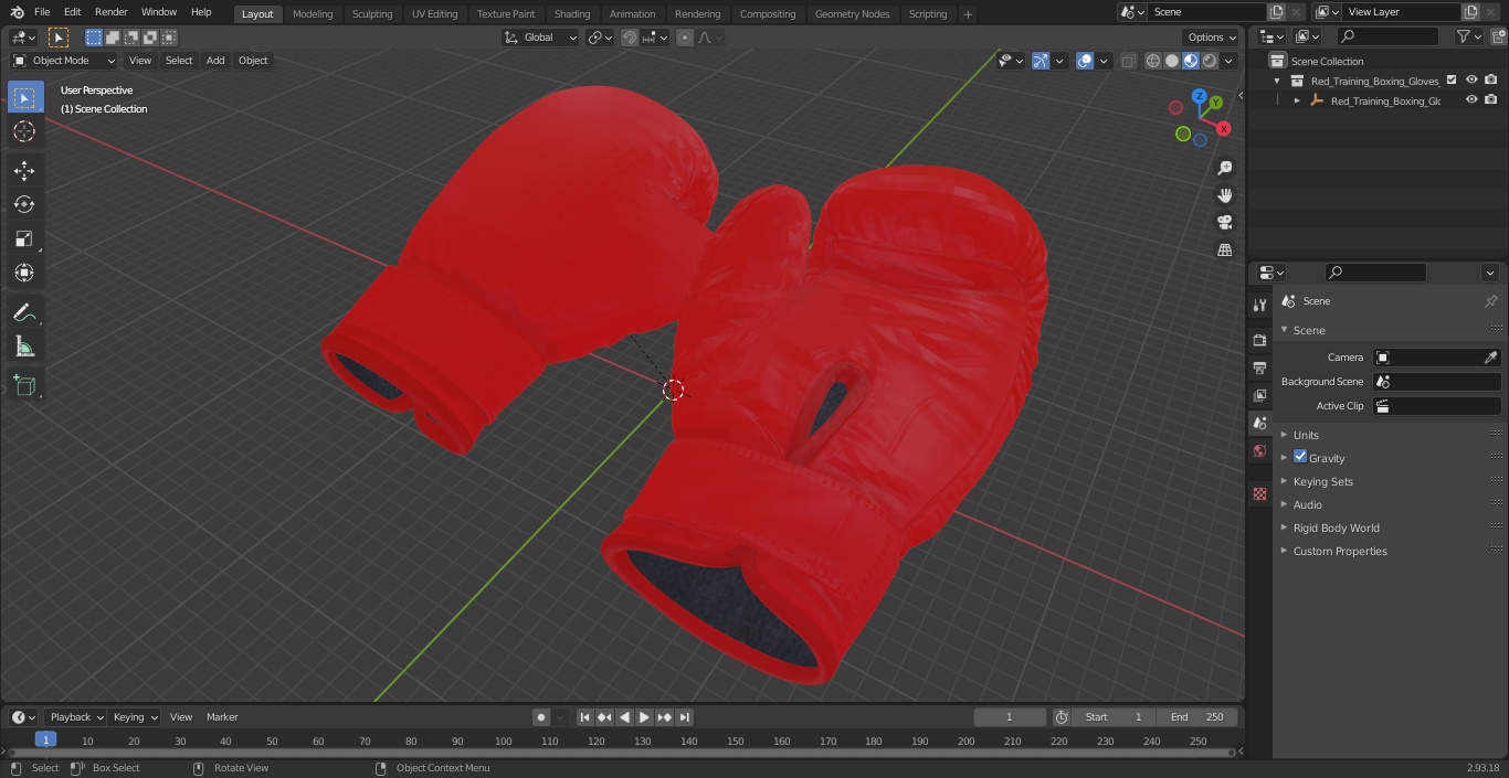 3D Red Training Boxing Gloves