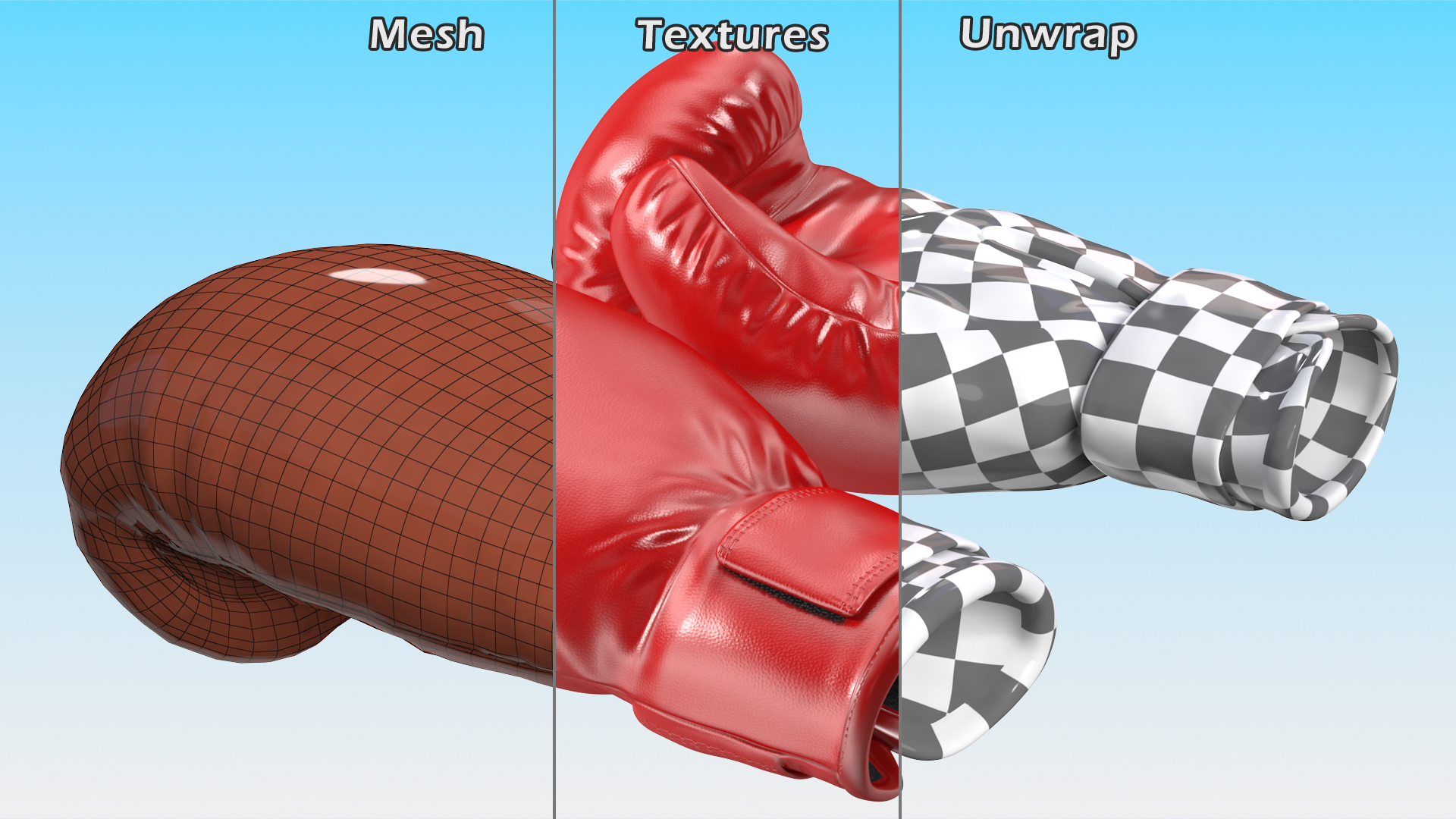 3D Red Training Boxing Gloves