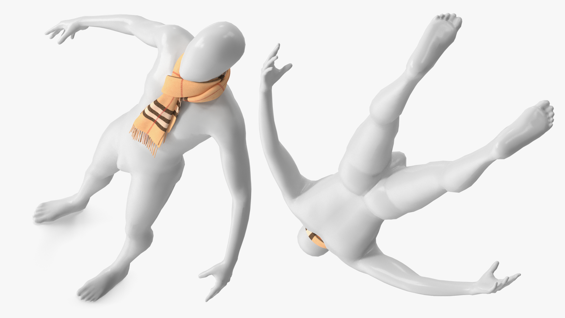 3D model Beige Plaid Scarf on Mannequin