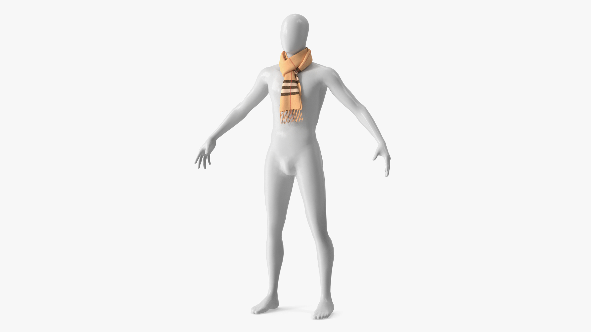 3D model Beige Plaid Scarf on Mannequin