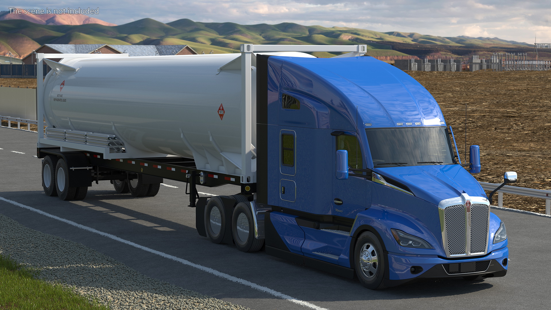 3D Kenworth T680 Truck with Liquid Natural Gas Trailer