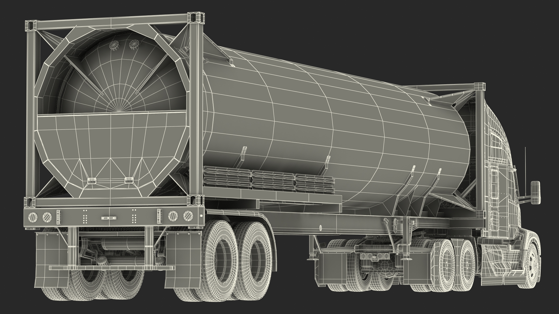 3D Kenworth T680 Truck with Liquid Natural Gas Trailer