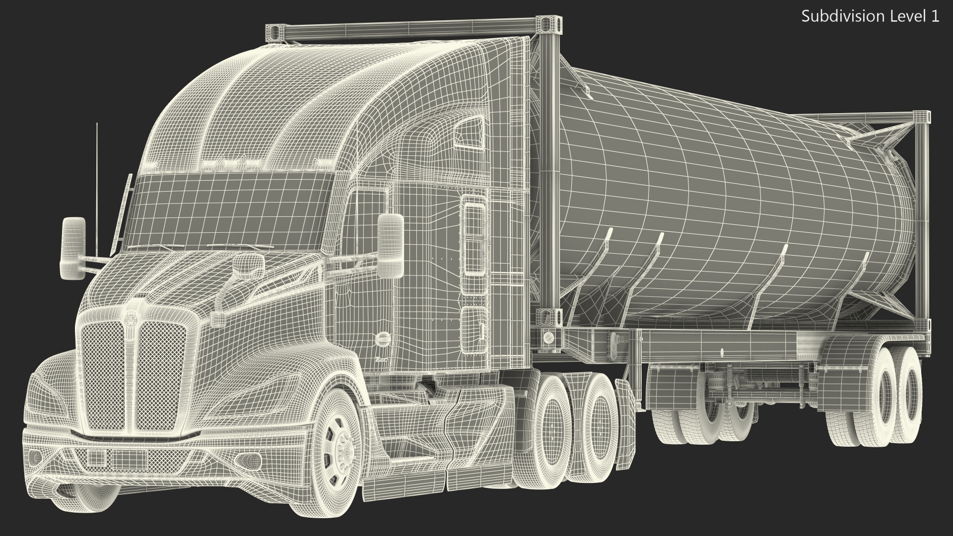 3D Kenworth T680 Truck with Liquid Natural Gas Trailer