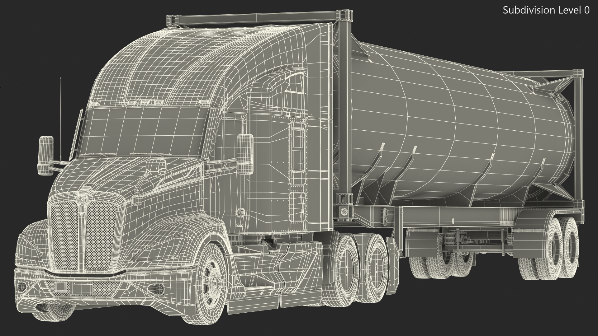 3D Kenworth T680 Truck with Liquid Natural Gas Trailer