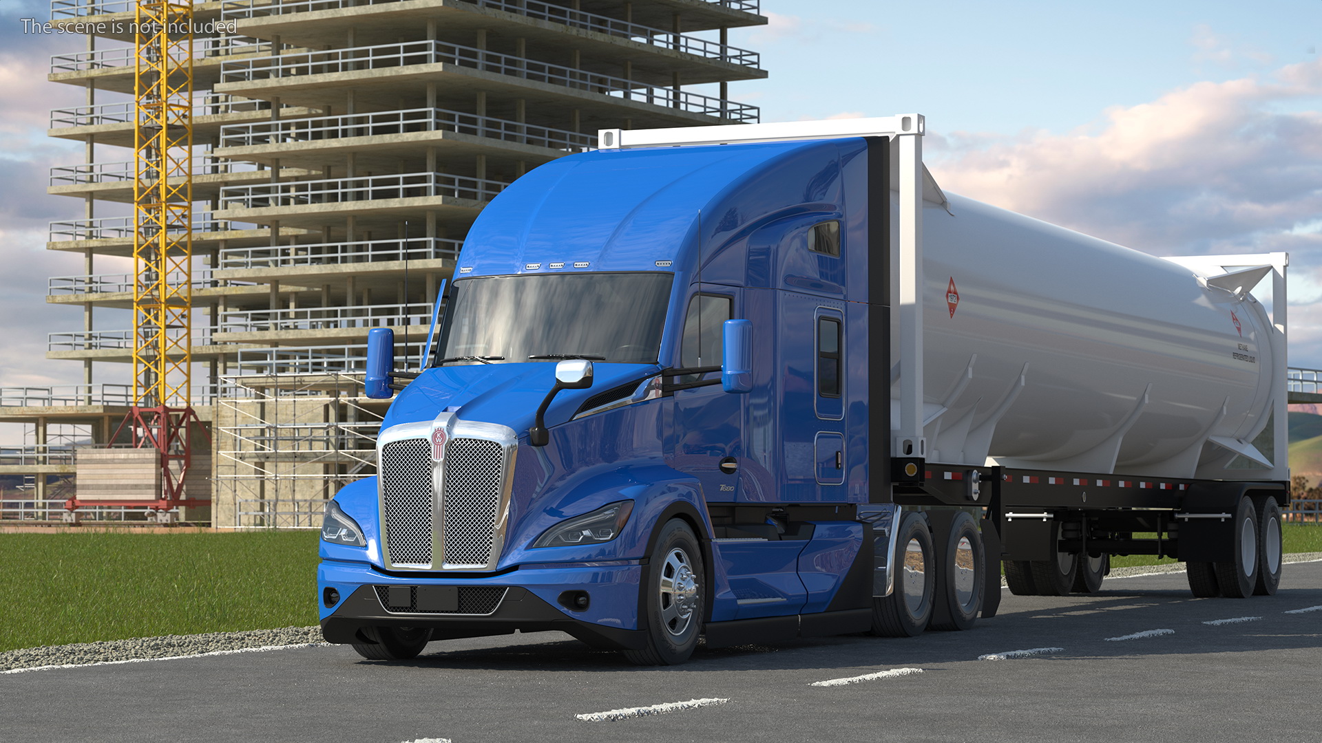 3D Kenworth T680 Truck with Liquid Natural Gas Trailer