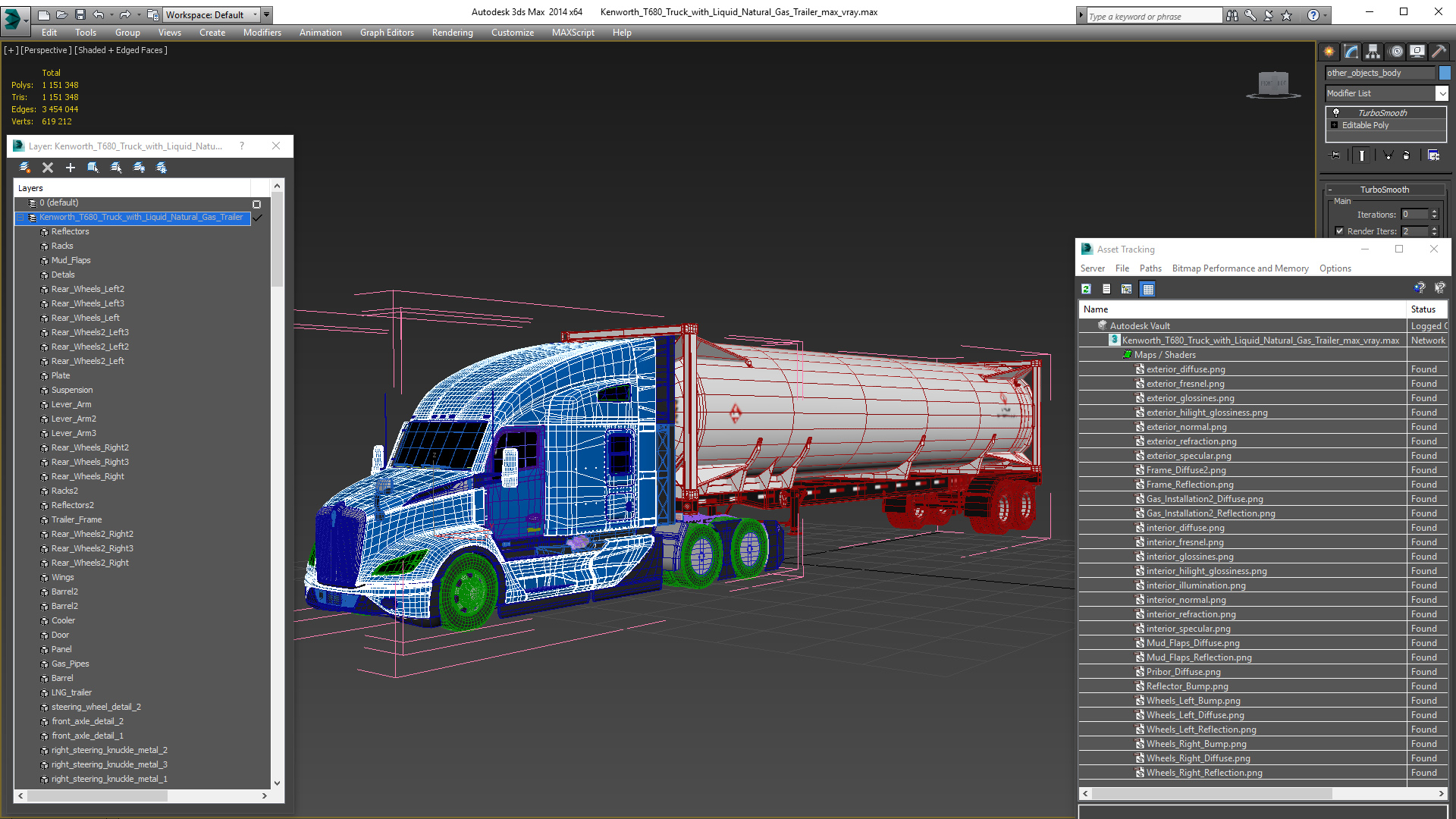 3D Kenworth T680 Truck with Liquid Natural Gas Trailer