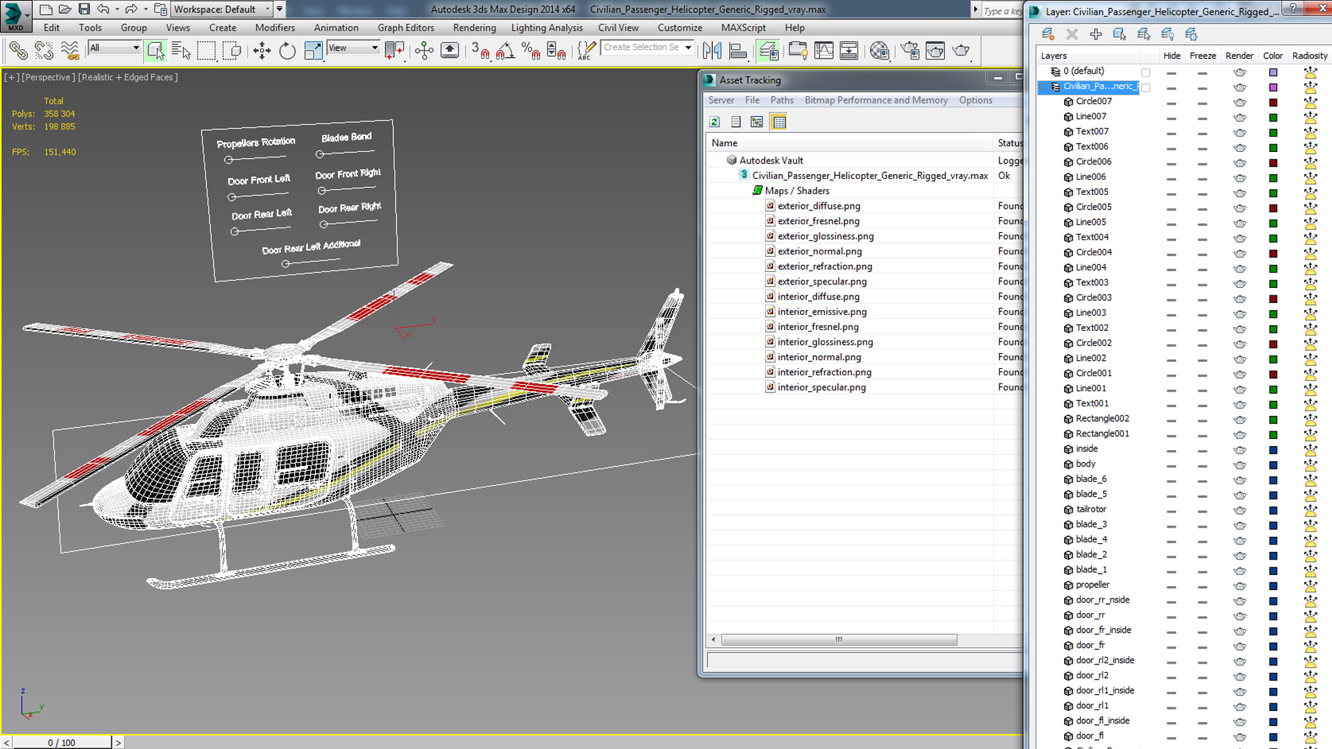 Civilian Passenger Helicopter Generic Rigged 3D model