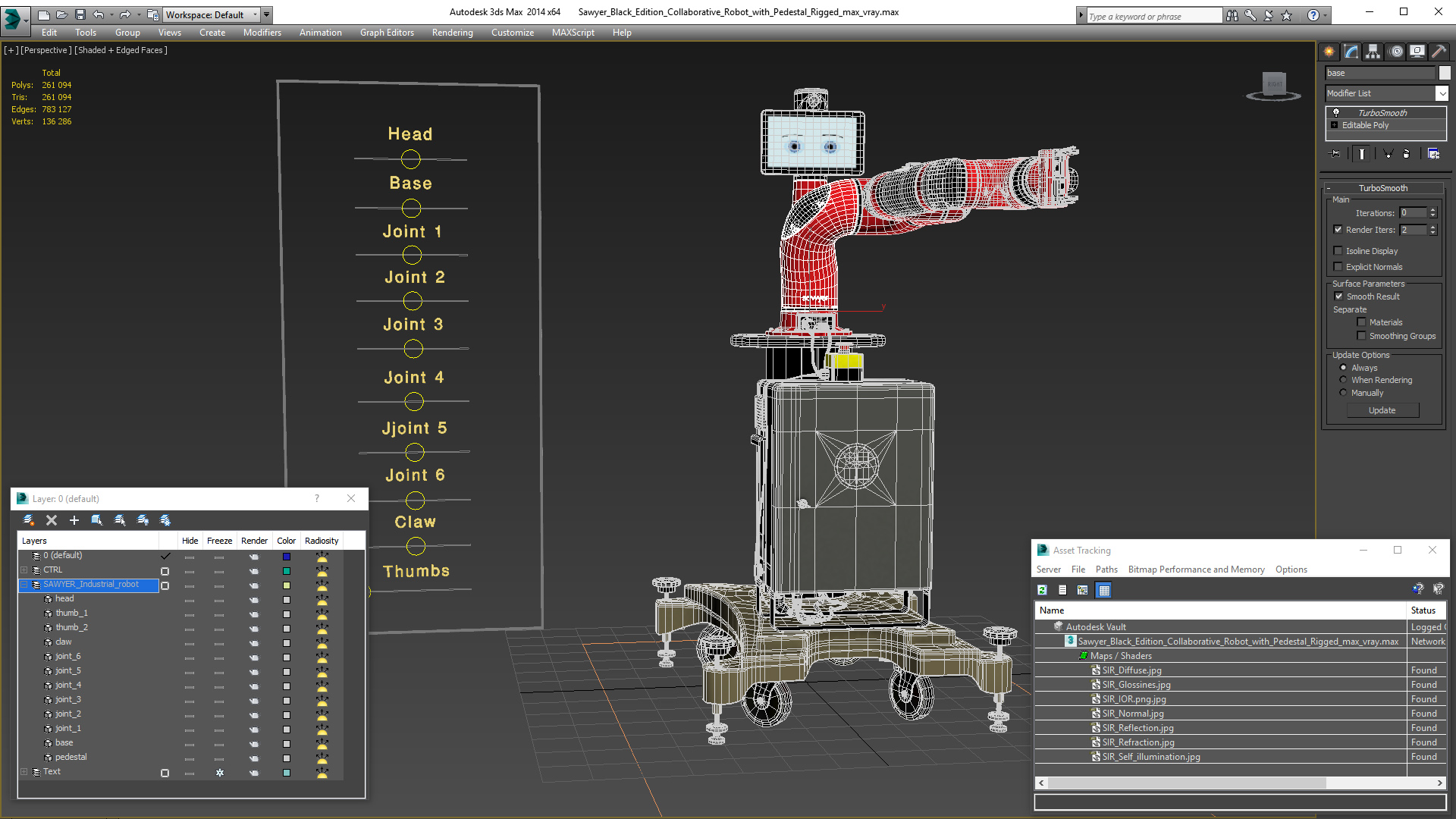 3D Sawyer Black Edition Collaborative Robot with Pedestal Rigged