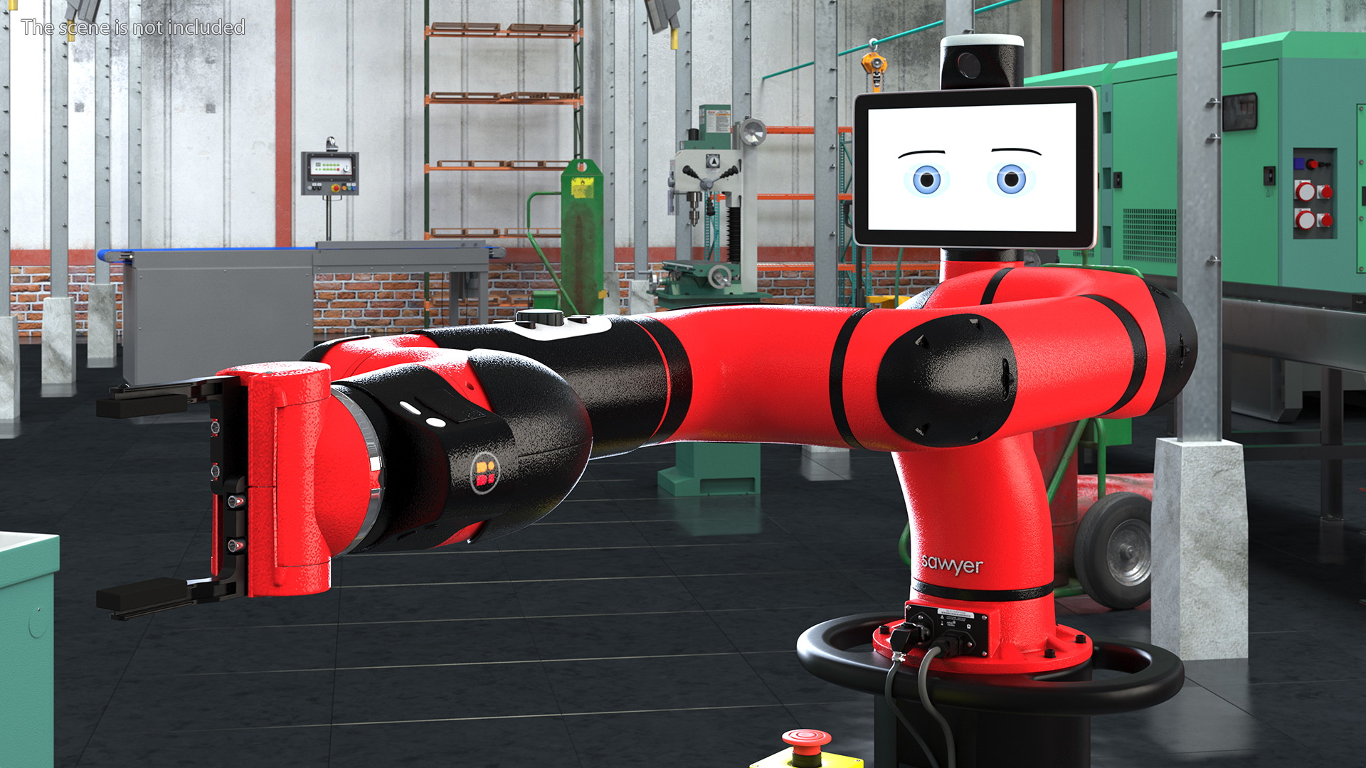 3D Sawyer Black Edition Collaborative Robot with Pedestal Rigged