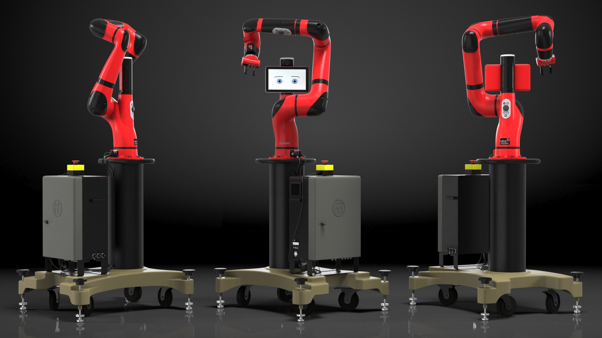 3D Sawyer Black Edition Collaborative Robot with Pedestal Rigged