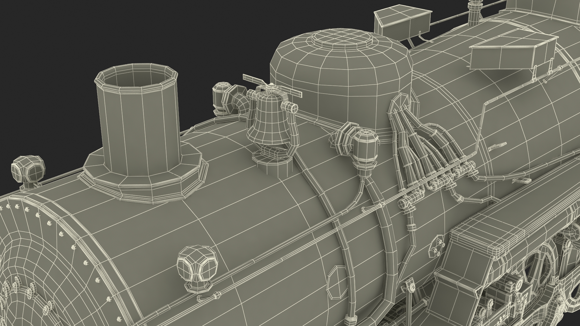 3D model Vintage Steam Locomotive ATSF 3415 Rigged for Maya