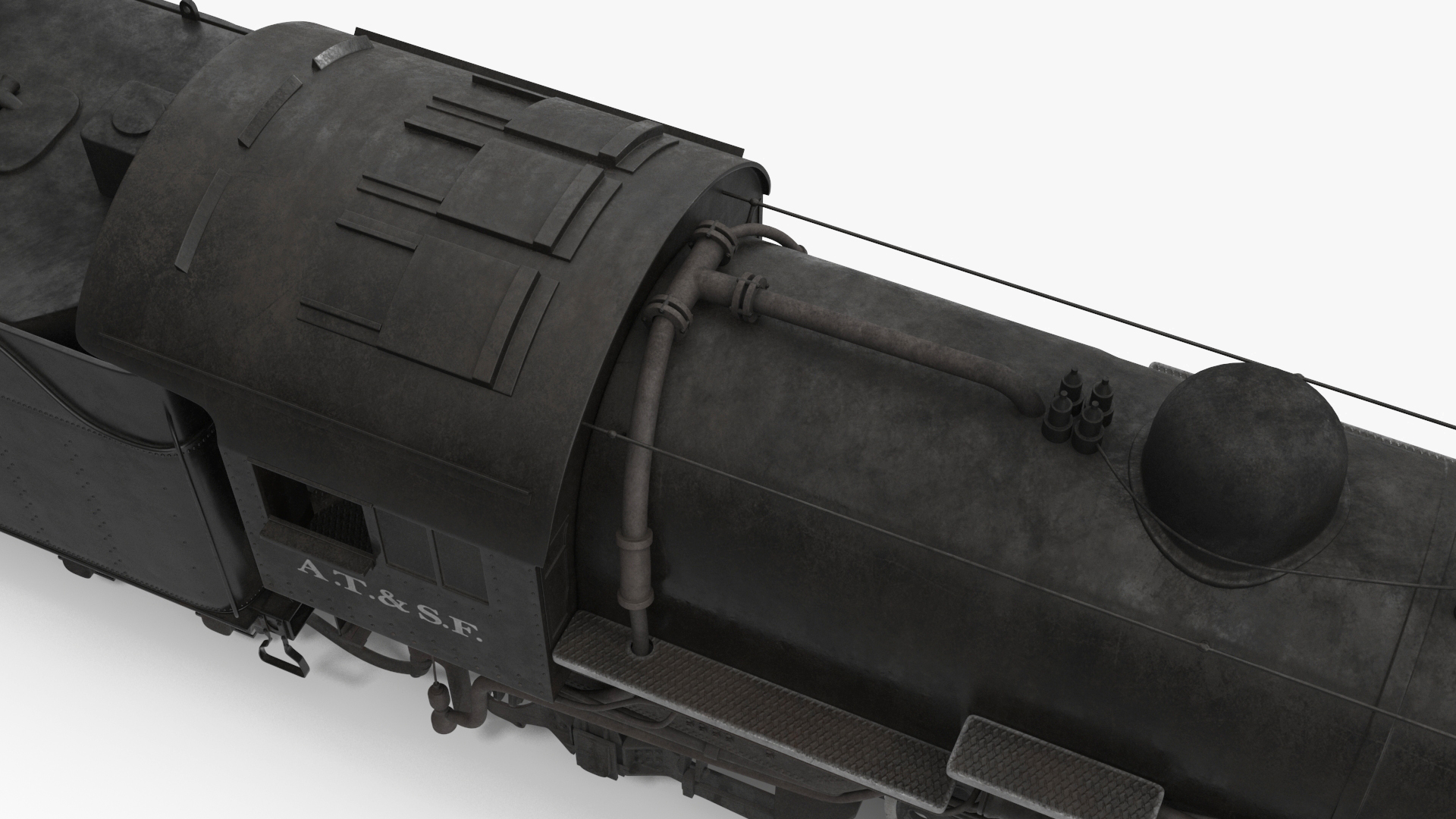 3D model Vintage Steam Locomotive ATSF 3415 Rigged for Maya