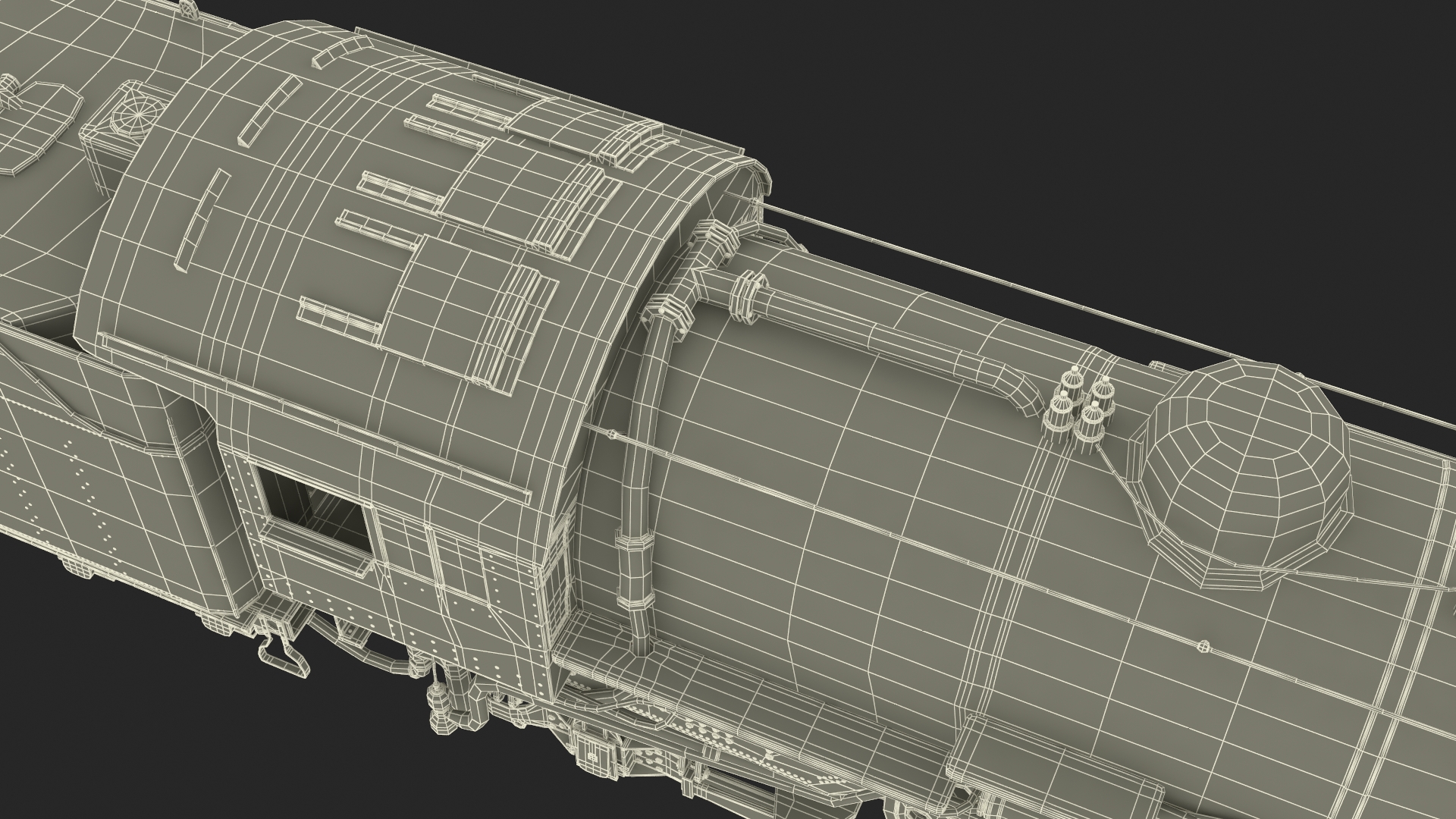 3D model Vintage Steam Locomotive ATSF 3415 Rigged for Maya