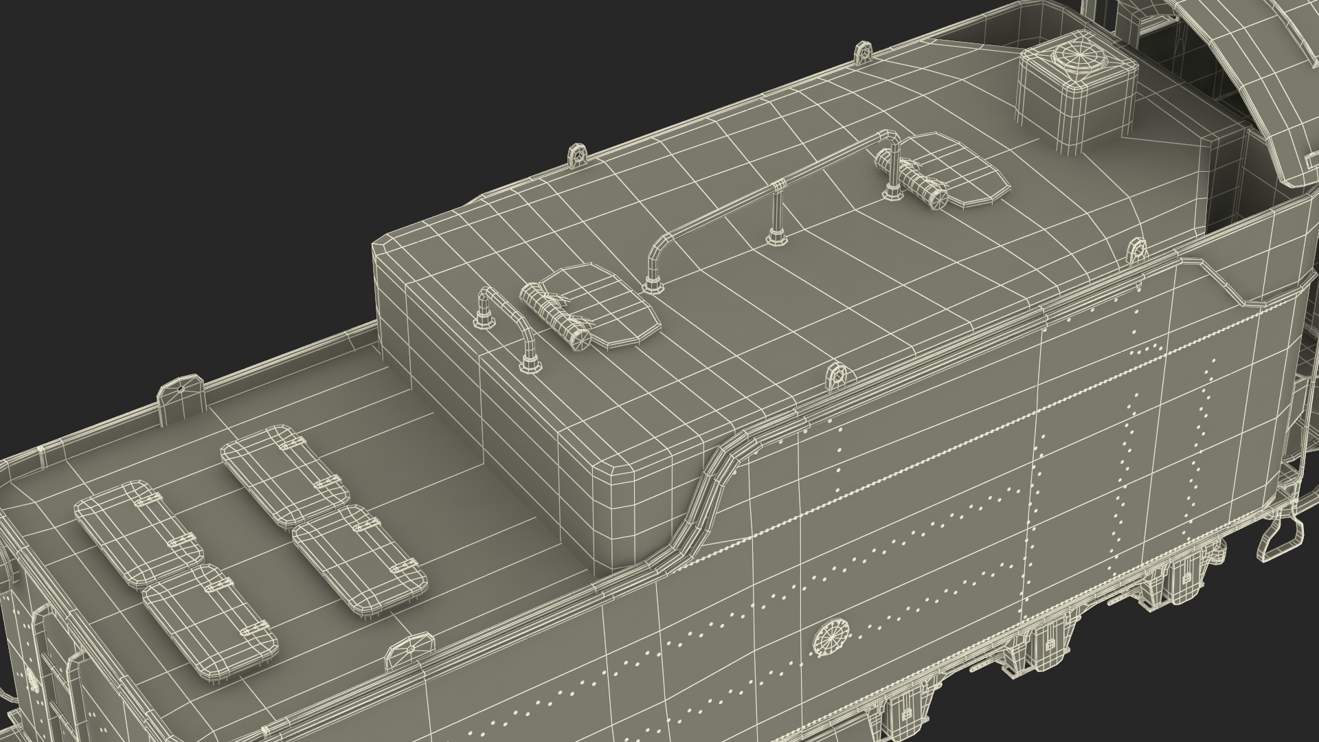 3D model Vintage Steam Locomotive ATSF 3415 Rigged for Maya