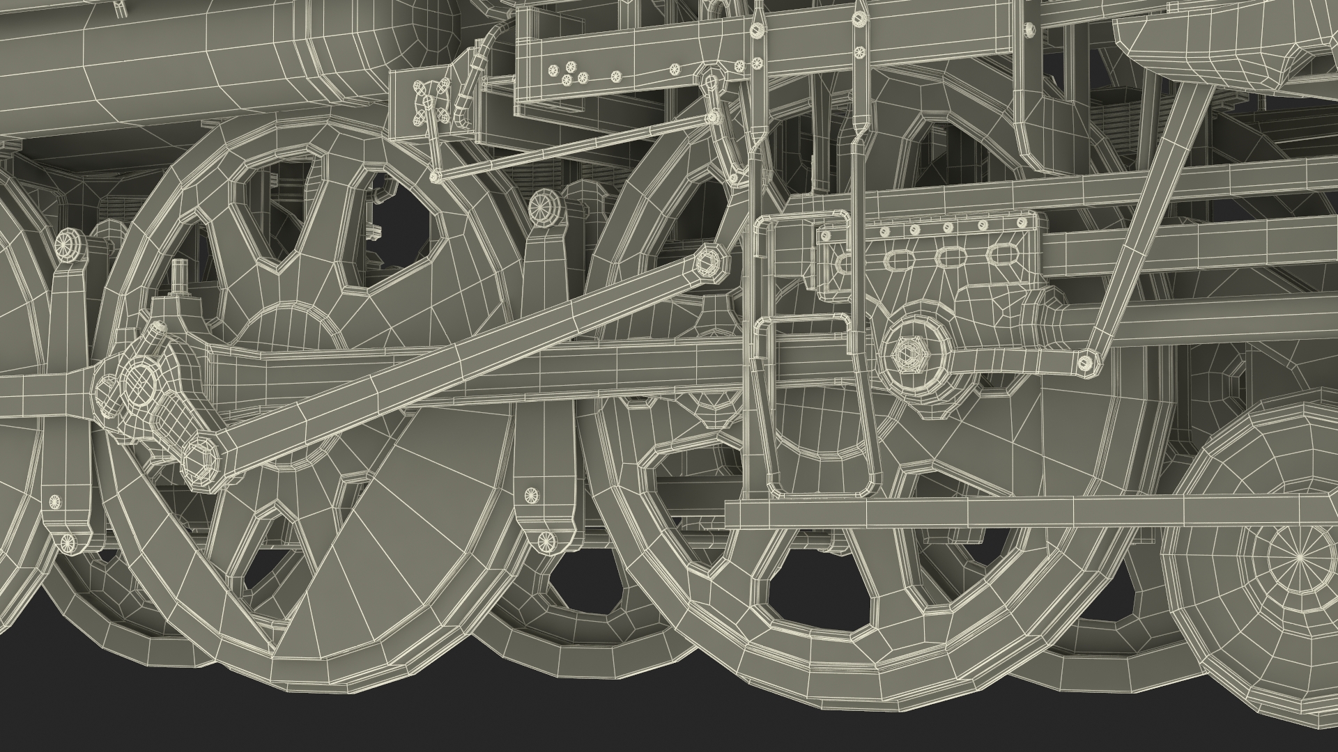3D model Vintage Steam Locomotive ATSF 3415 Rigged for Maya