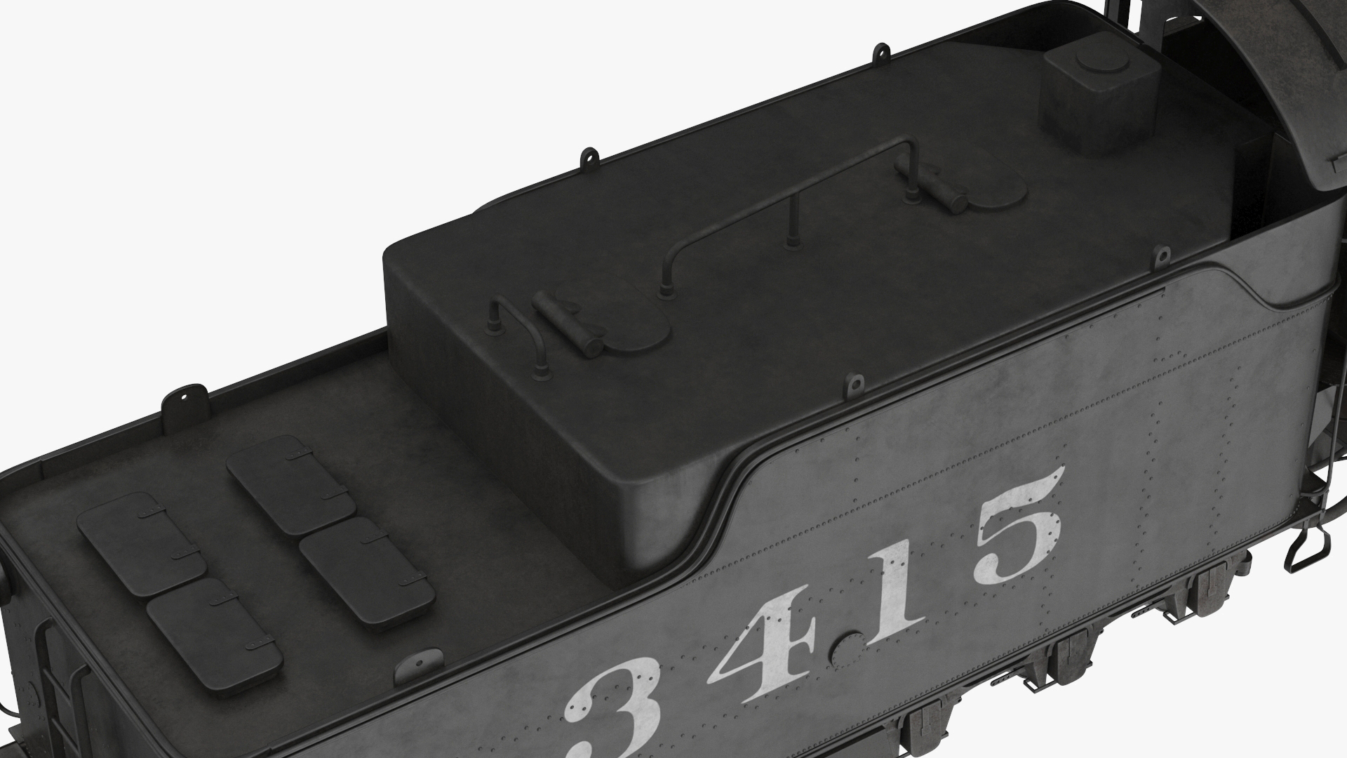 3D model Vintage Steam Locomotive ATSF 3415 Rigged for Maya