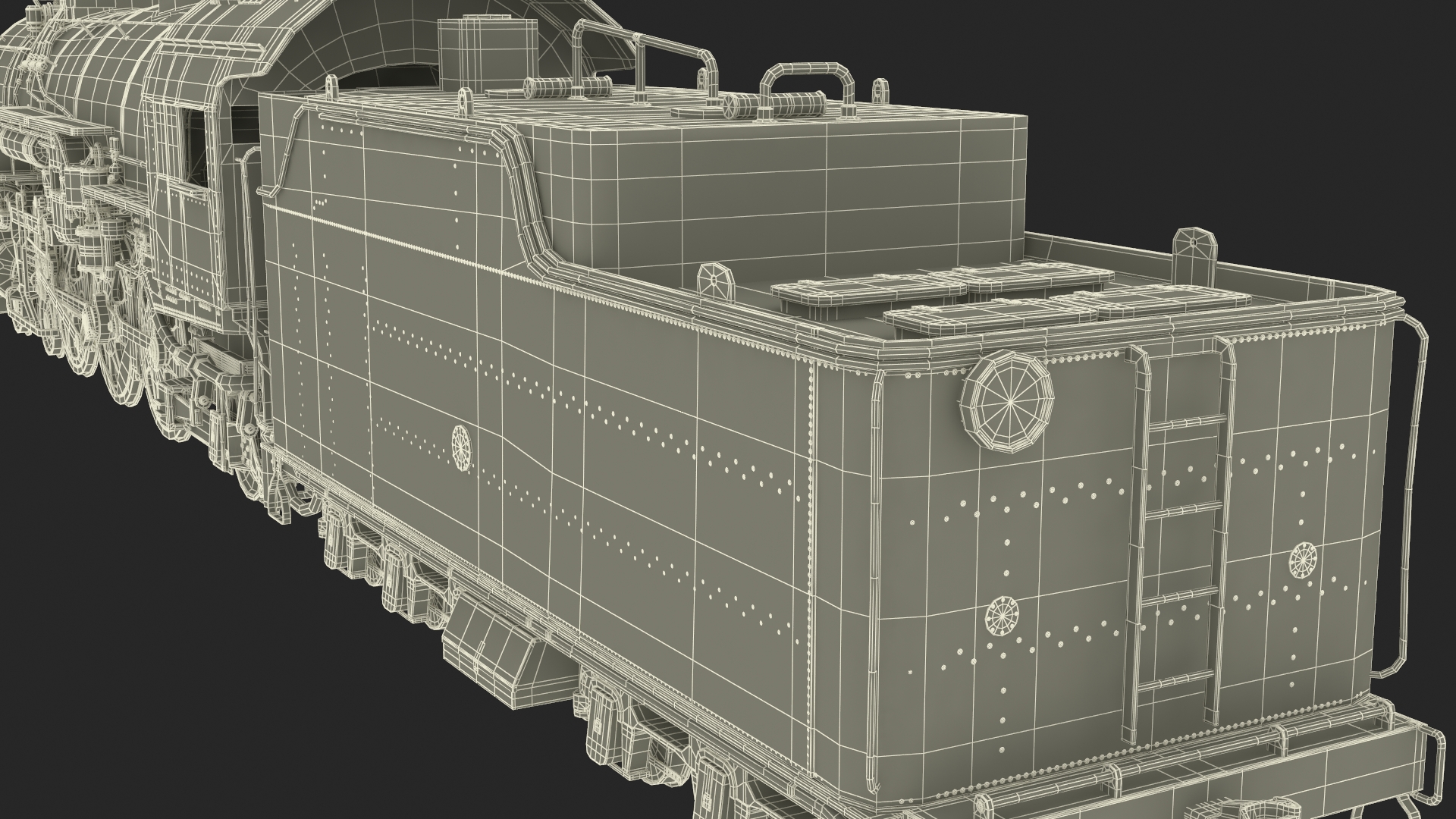 3D model Vintage Steam Locomotive ATSF 3415 Rigged for Maya